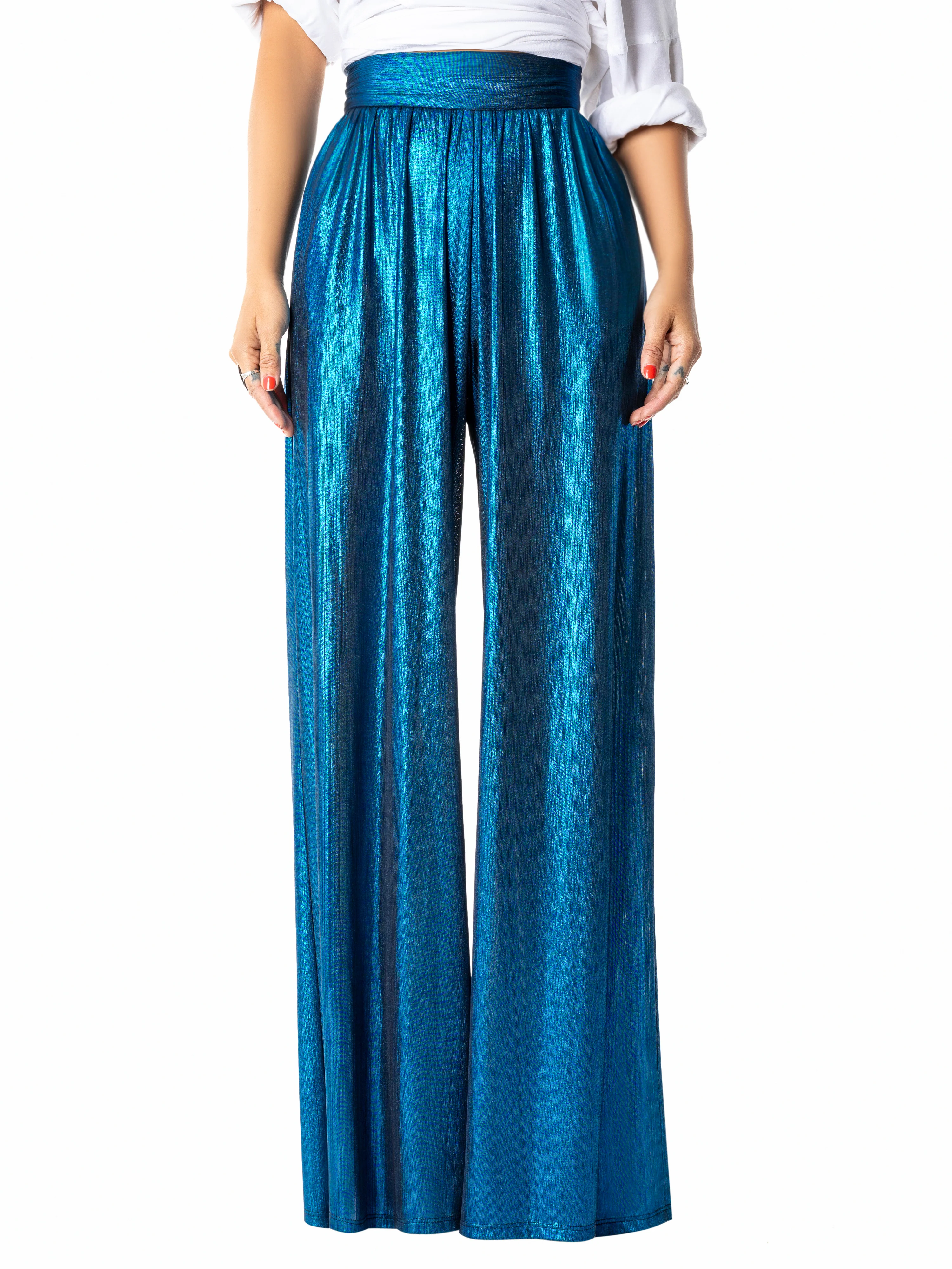 "Harlow" Blue High Waist Stretch Pants - Image 3