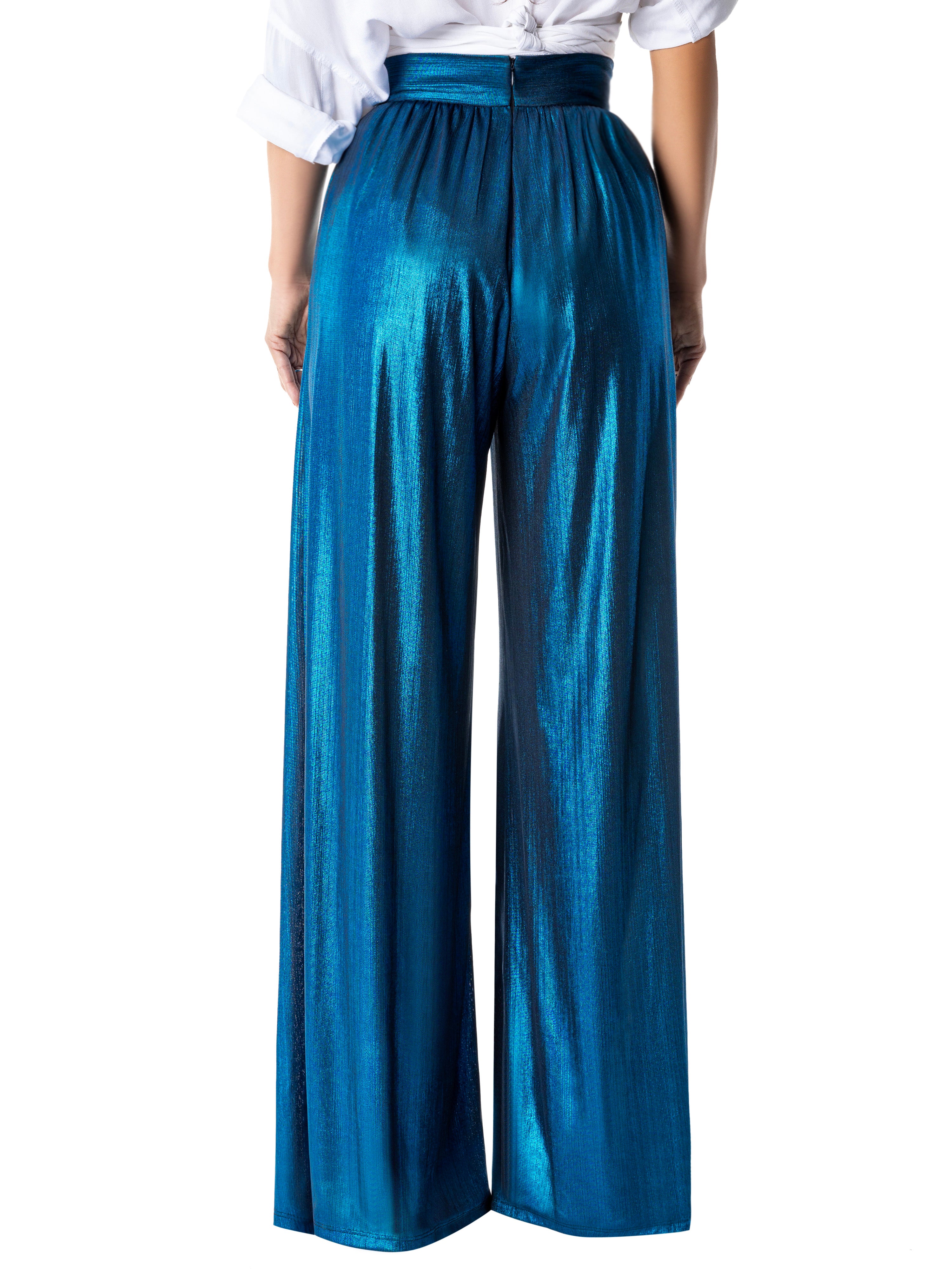"Harlow" Blue High Waist Stretch Pants - Image 5