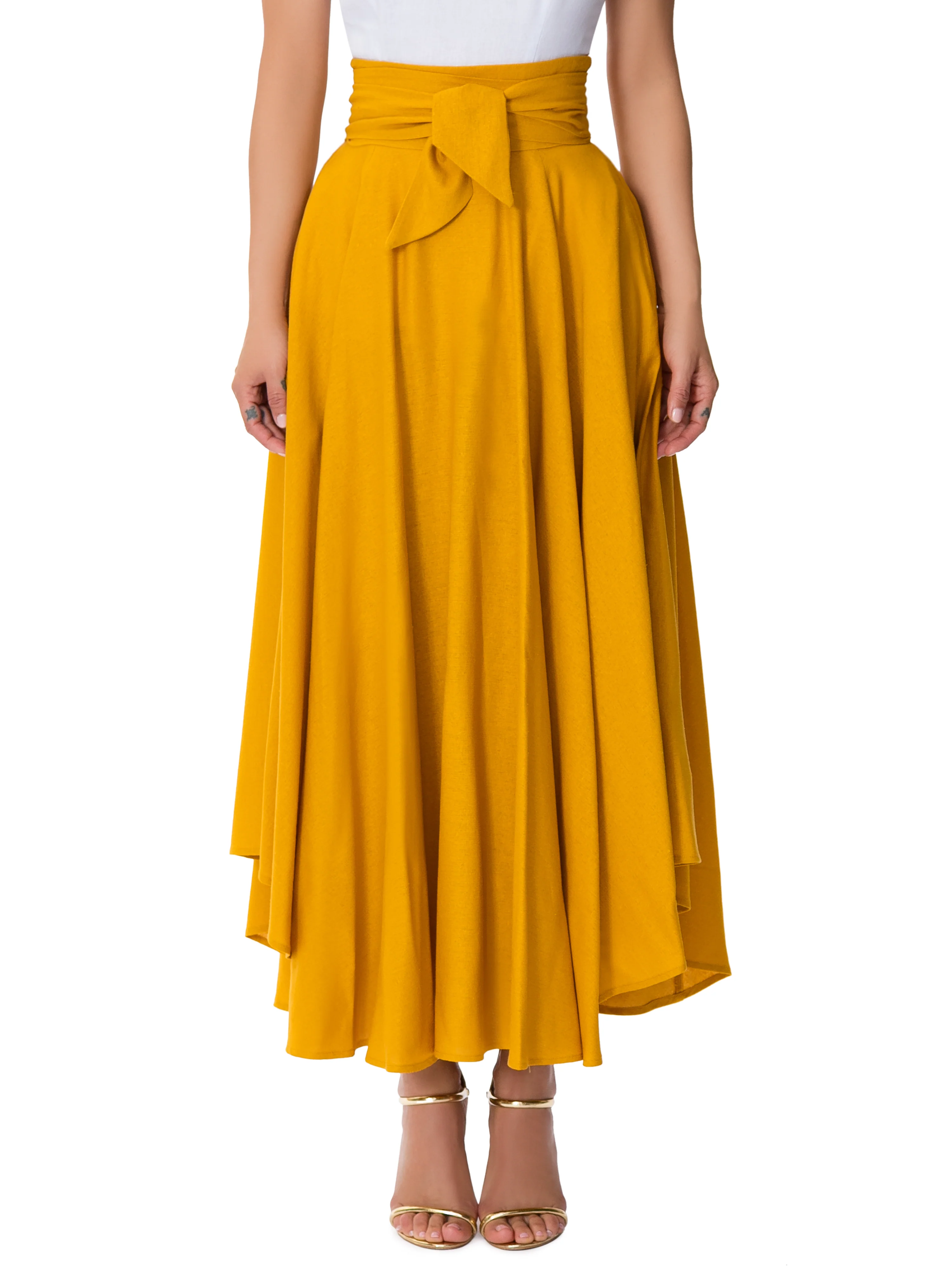 "Hollywood" Mango Belted Midi Skirt - Image 3