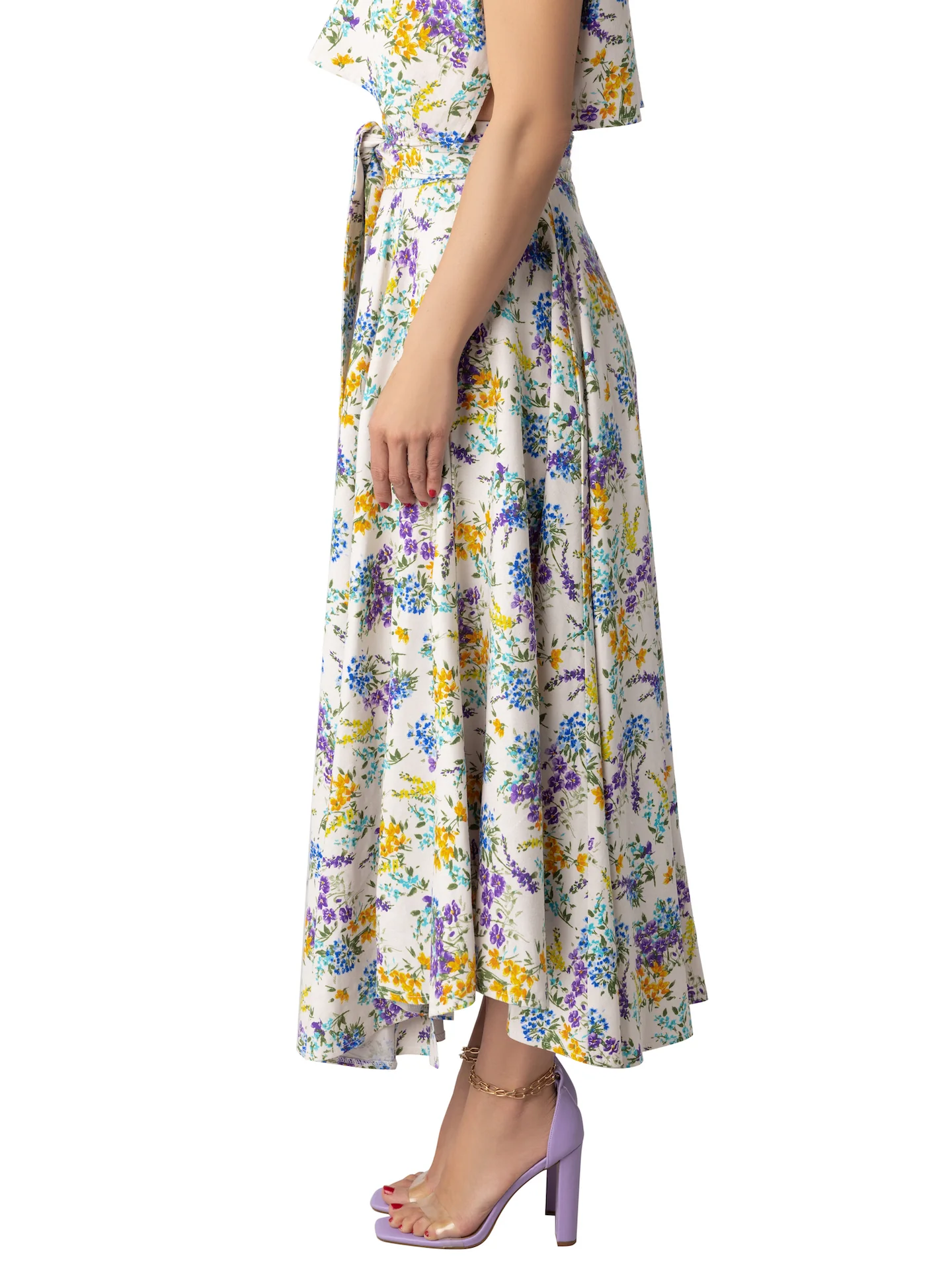 "Hydrangea" Belted Floral Swing Skirt - Image 8