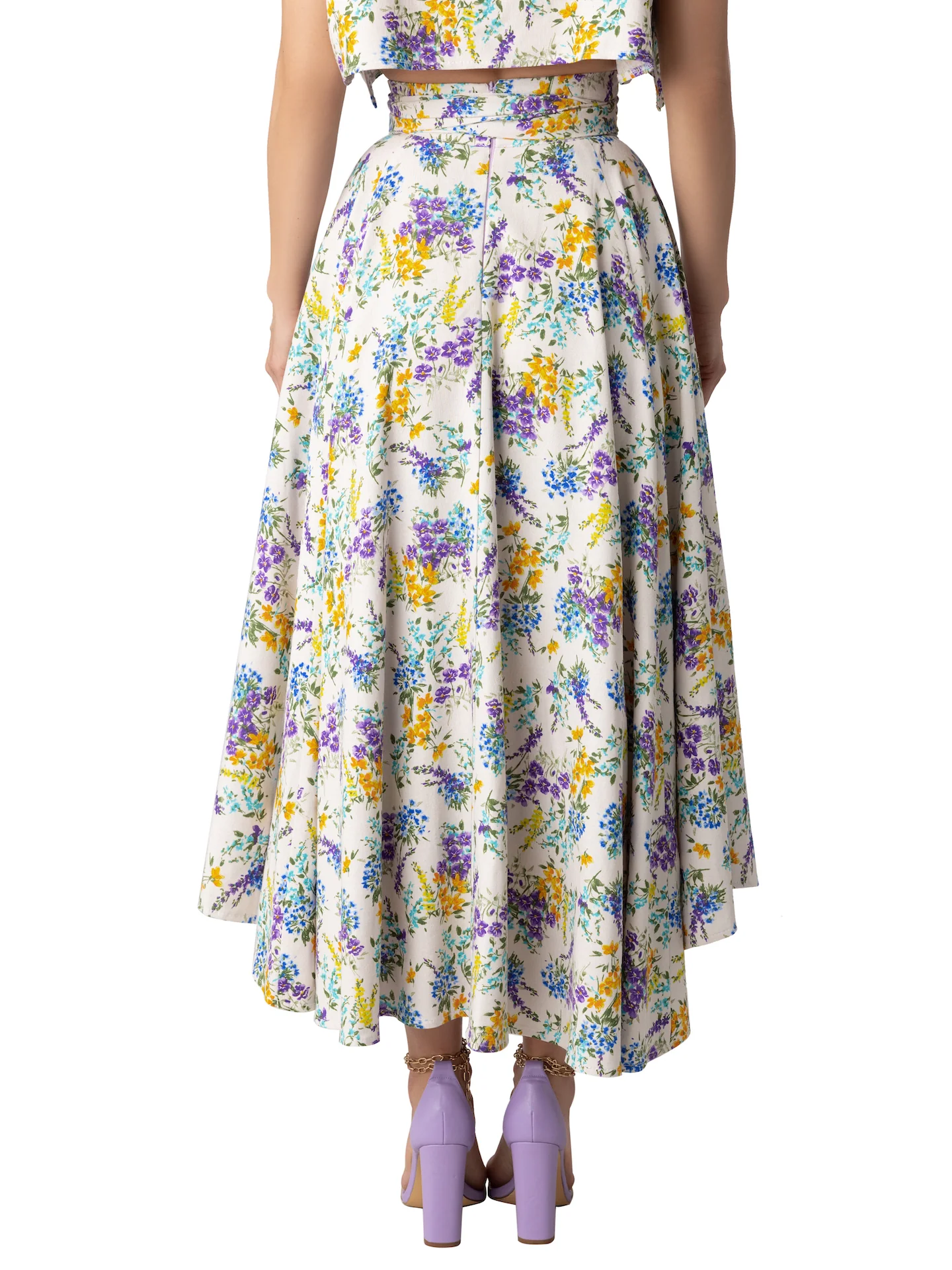 "Hydrangea" Belted Floral Swing Skirt - Image 9