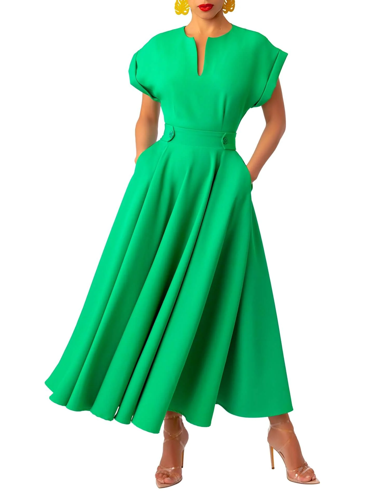 “Ìfẹ́” Jade Epaulet Swing Dress - Image 3