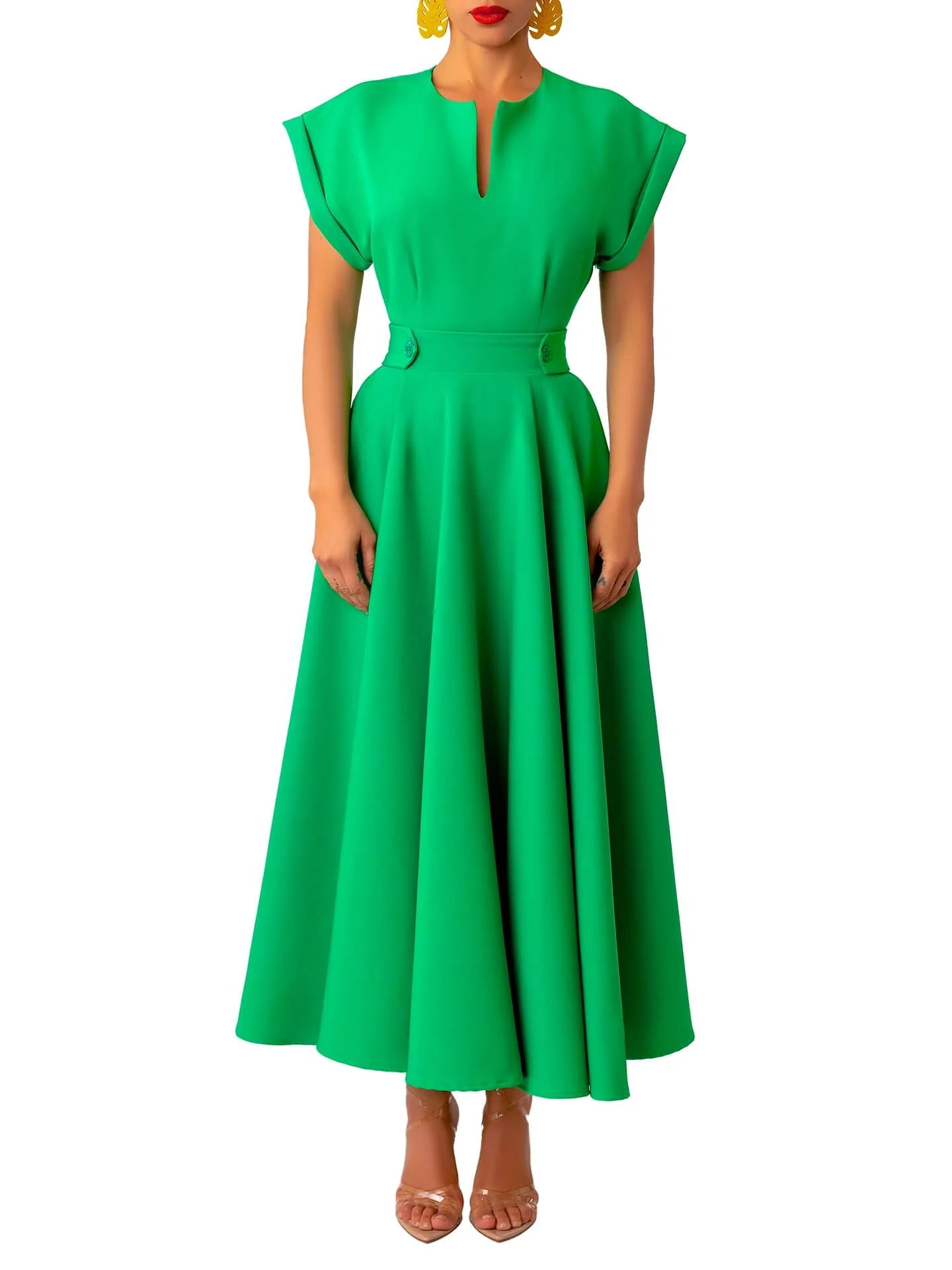 “Ìfẹ́” Jade Epaulet Swing Dress - Image 4