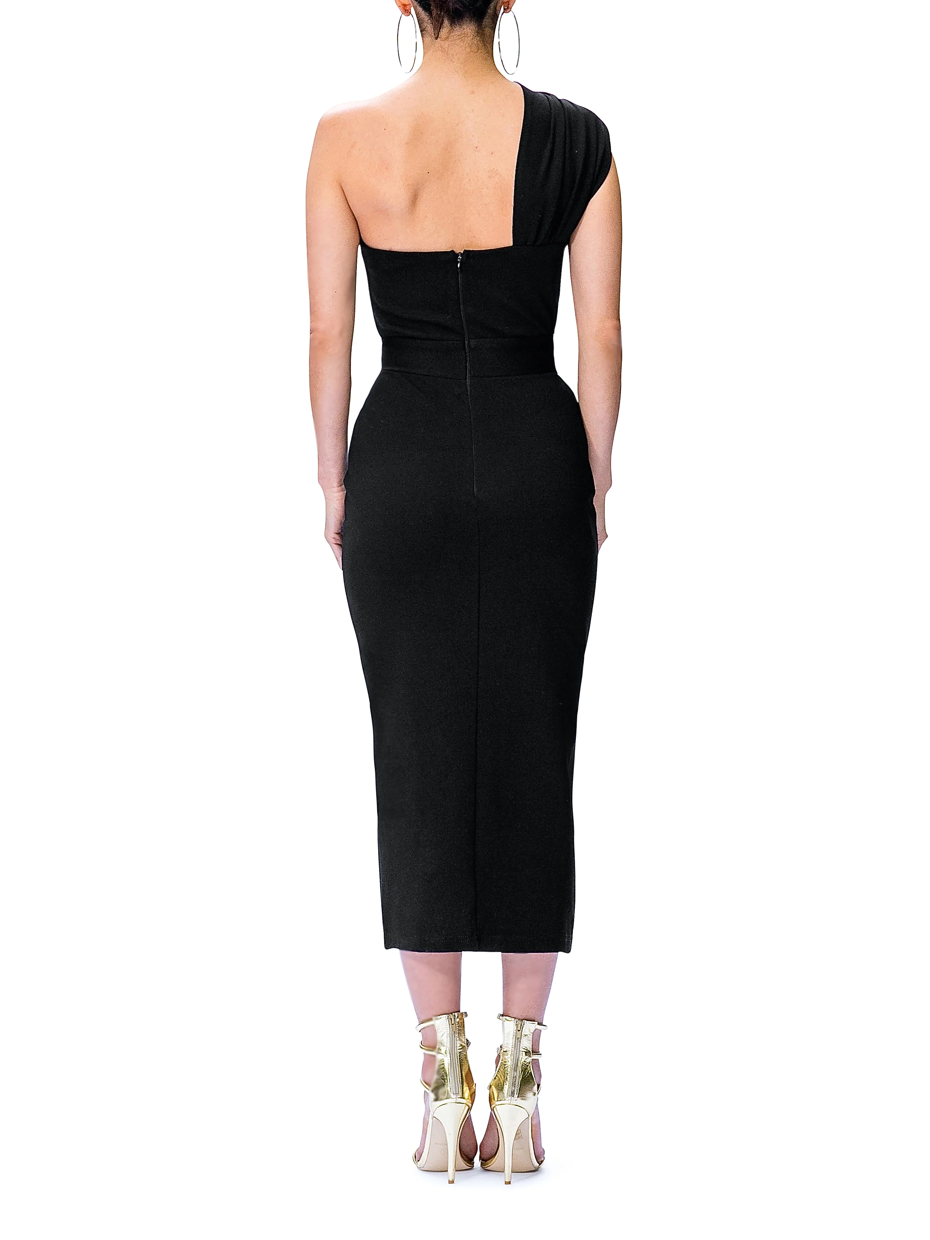 "Iris" One Shoulder Midi Dress - Image 5
