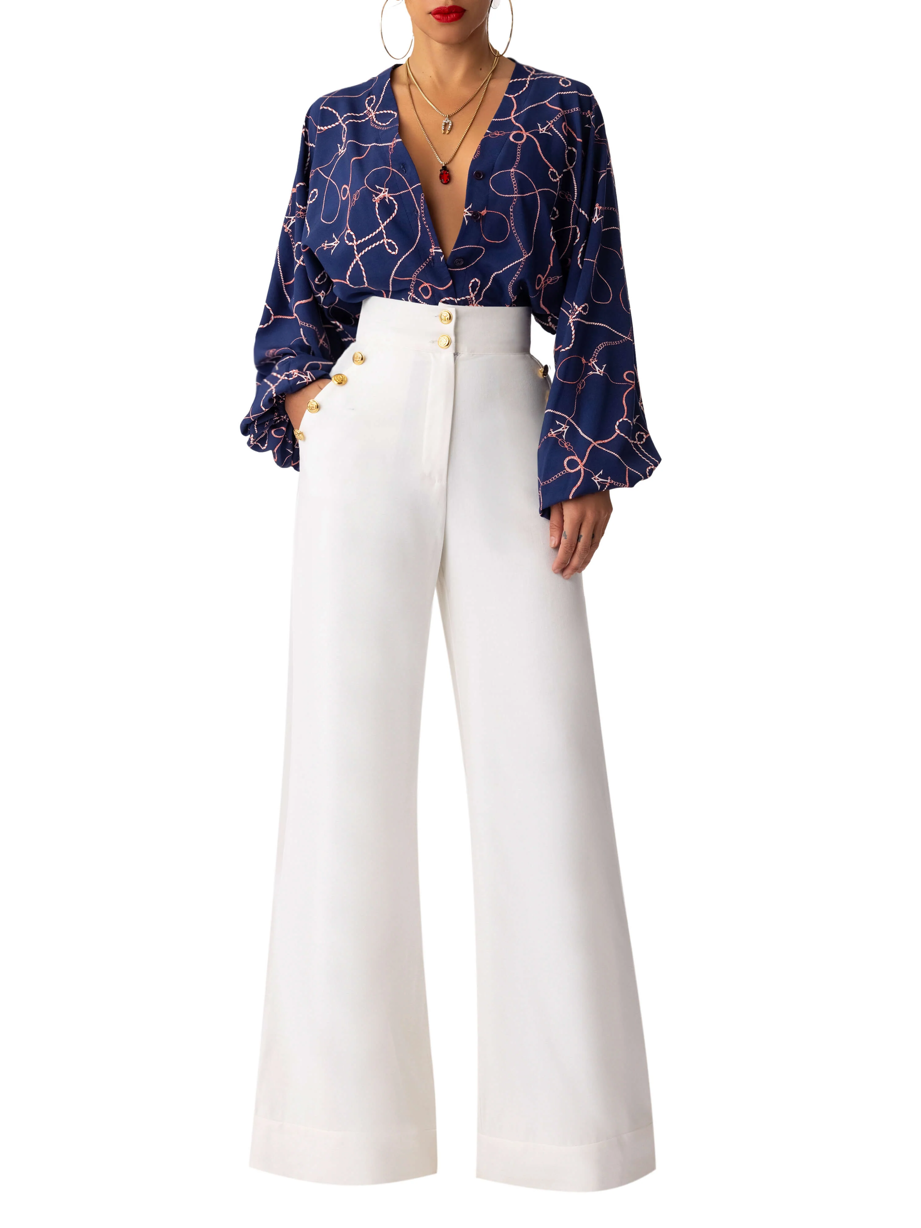 "Isla" Navy Anchor Print Bodysuit