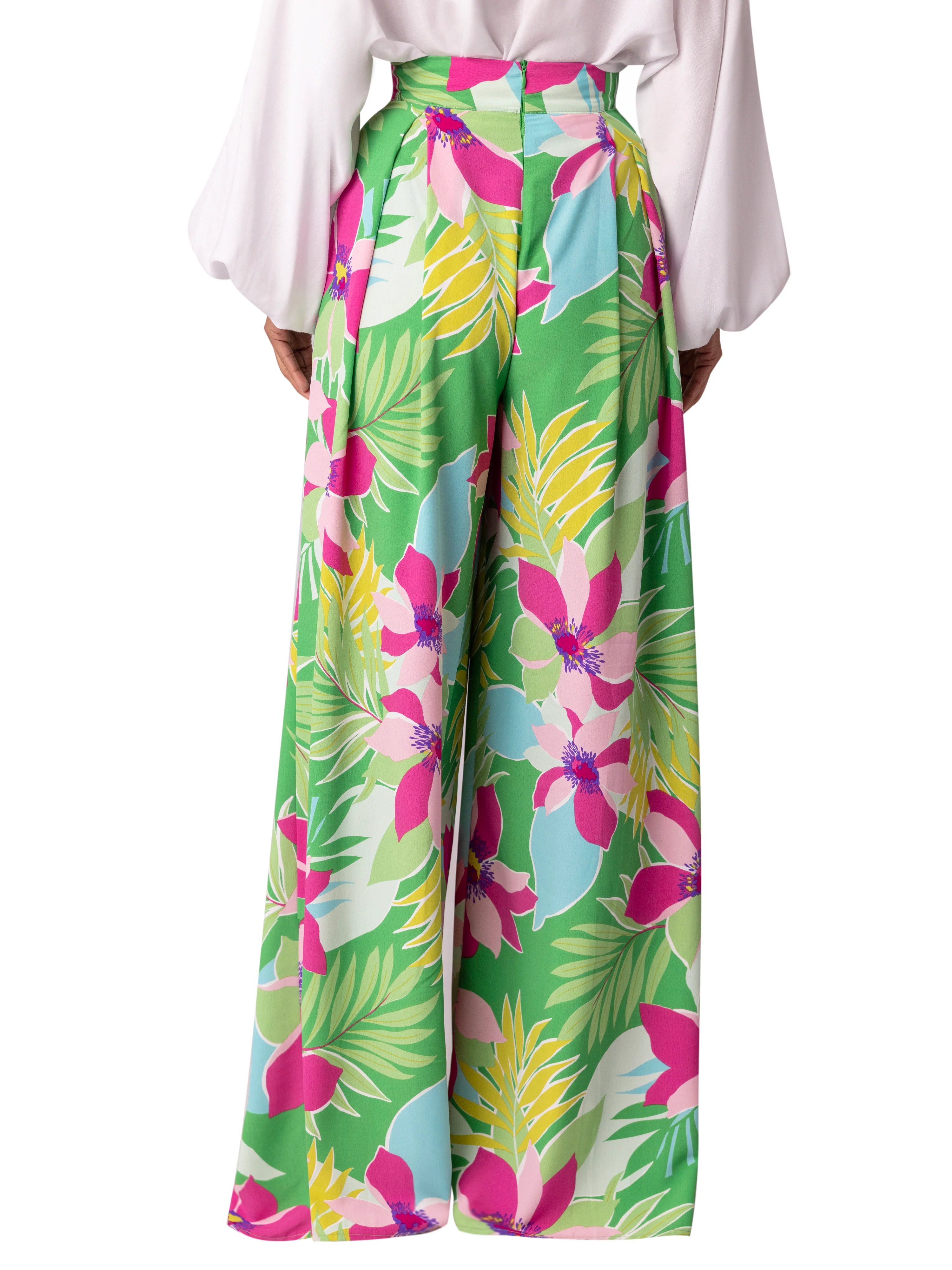 “Itza” Green Pleated Wide Leg Pants - Image 4