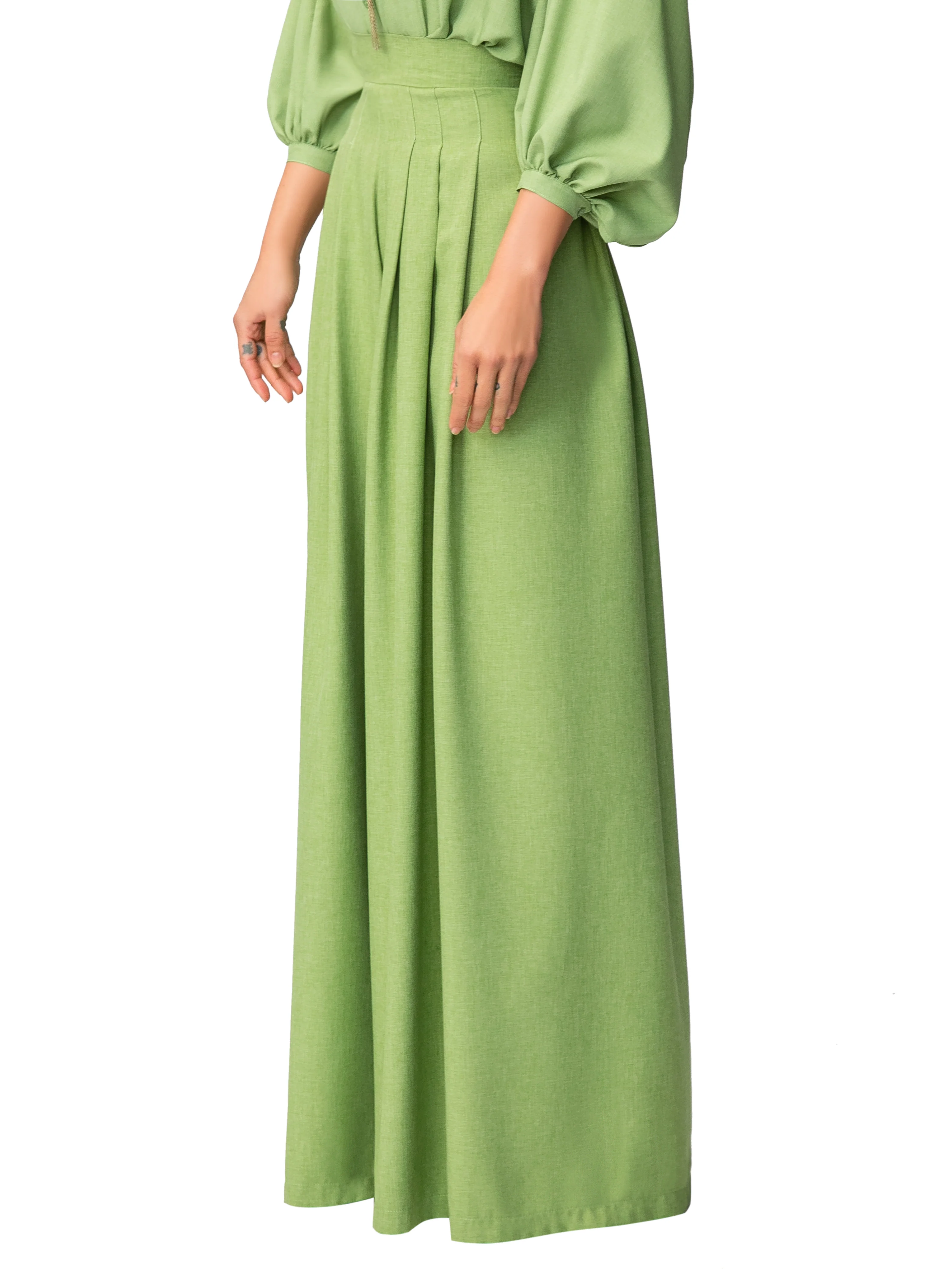 "Jagger" Green Pleated High Waist Pants - Image 4