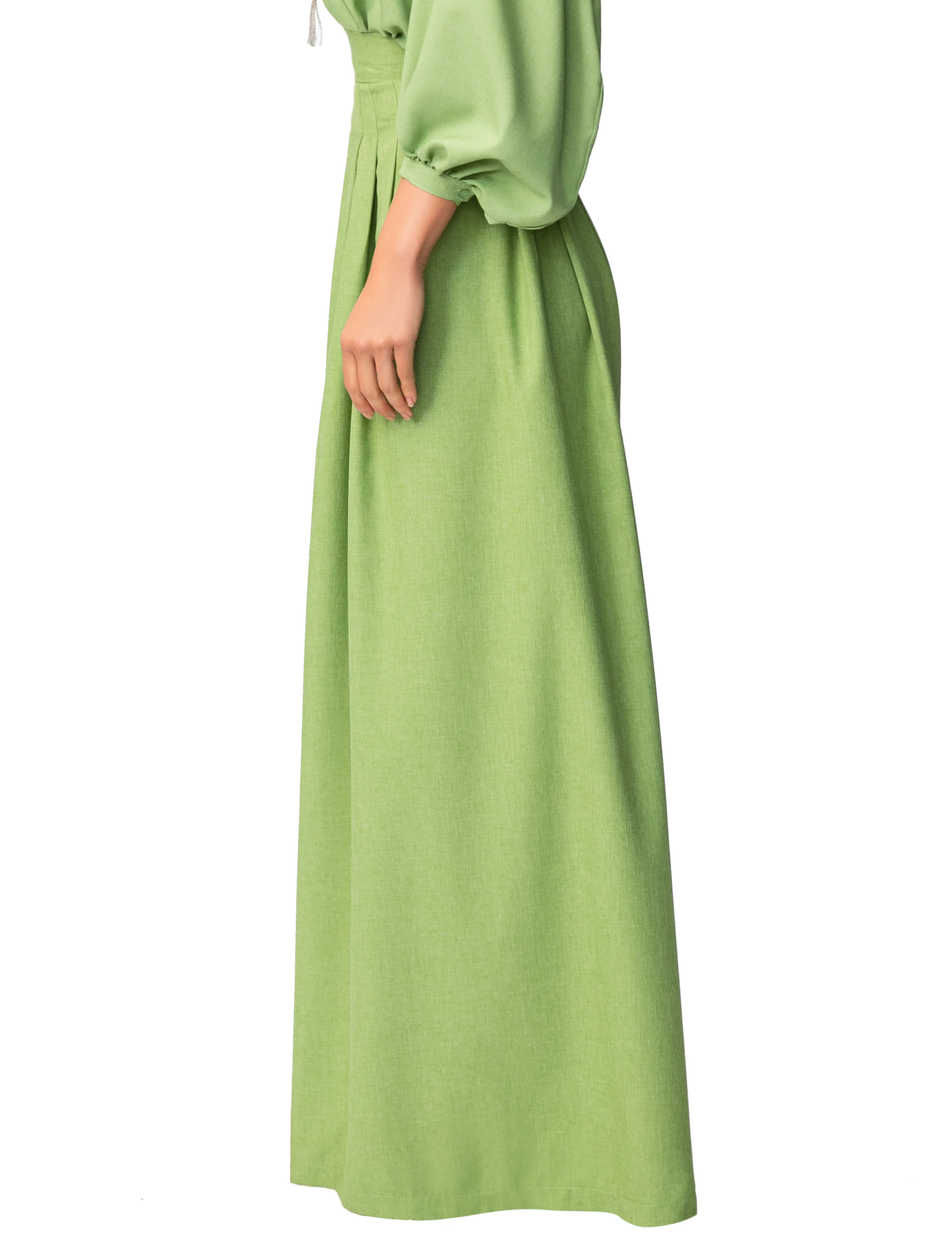 "Jagger" Green Pleated High Waist Pants - Image 5