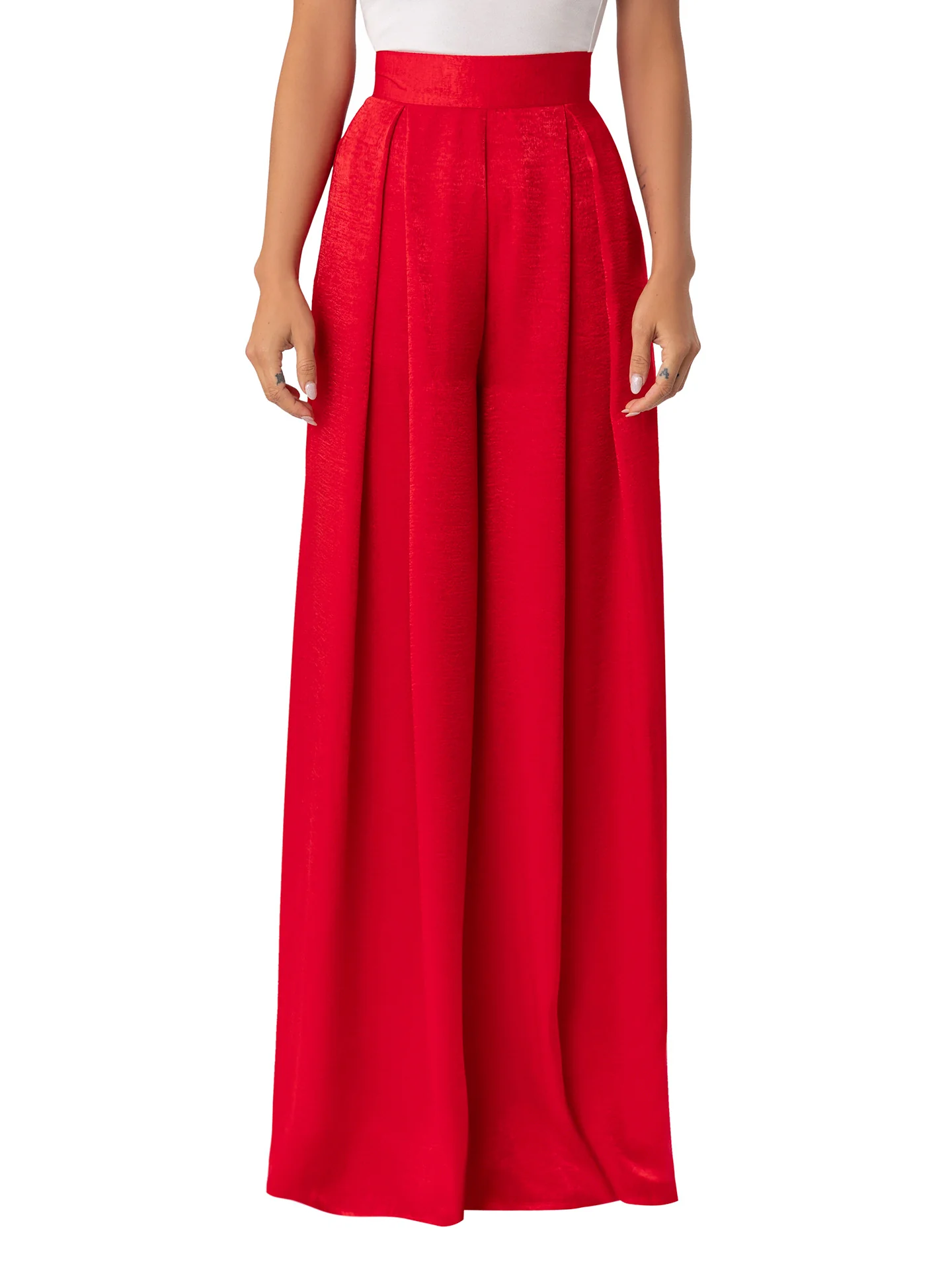 “Janis” Red Wide Leg Pants - Image 4