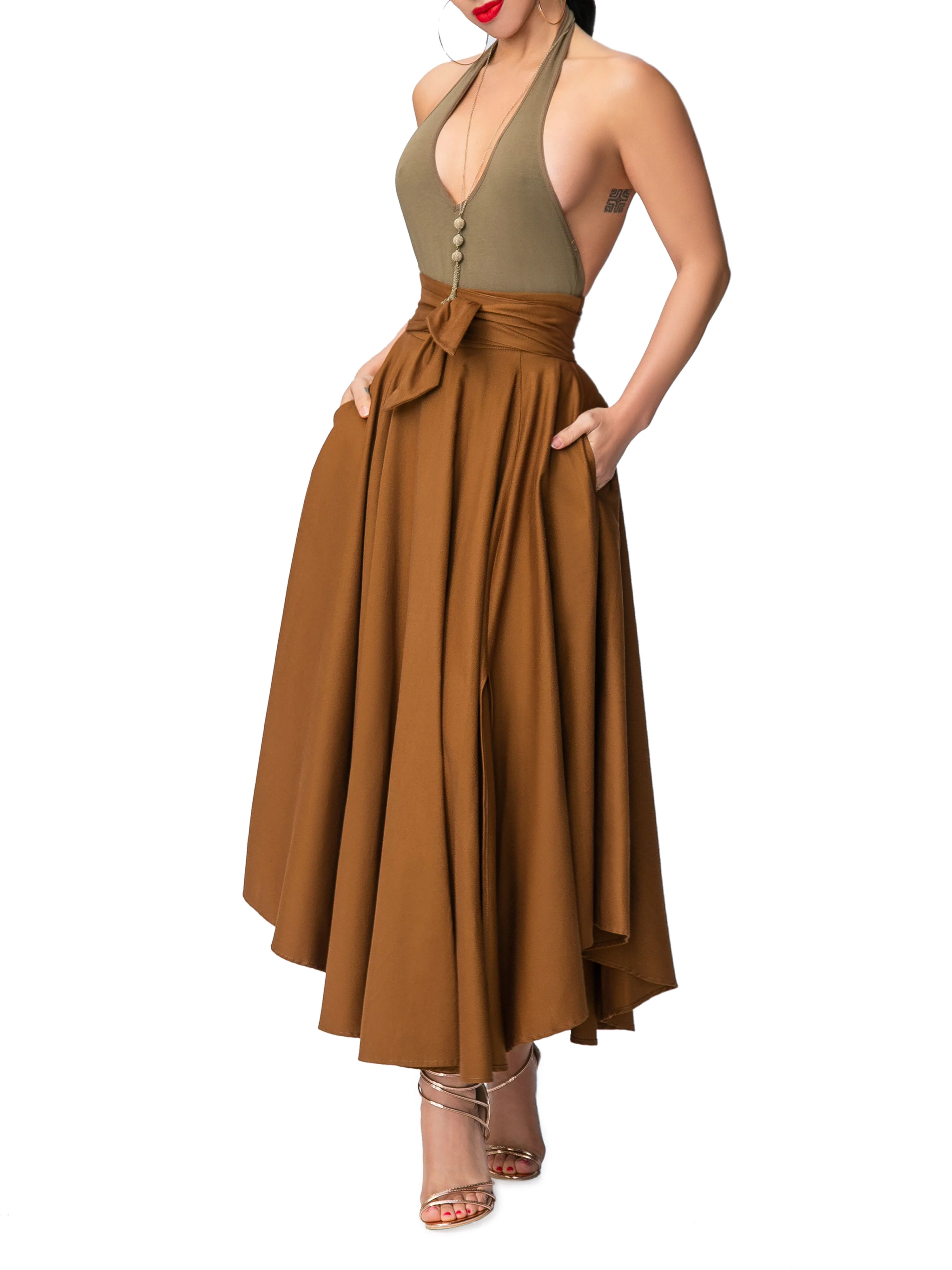 "Jenna" Coco Belted Midi Skirt - Image 2