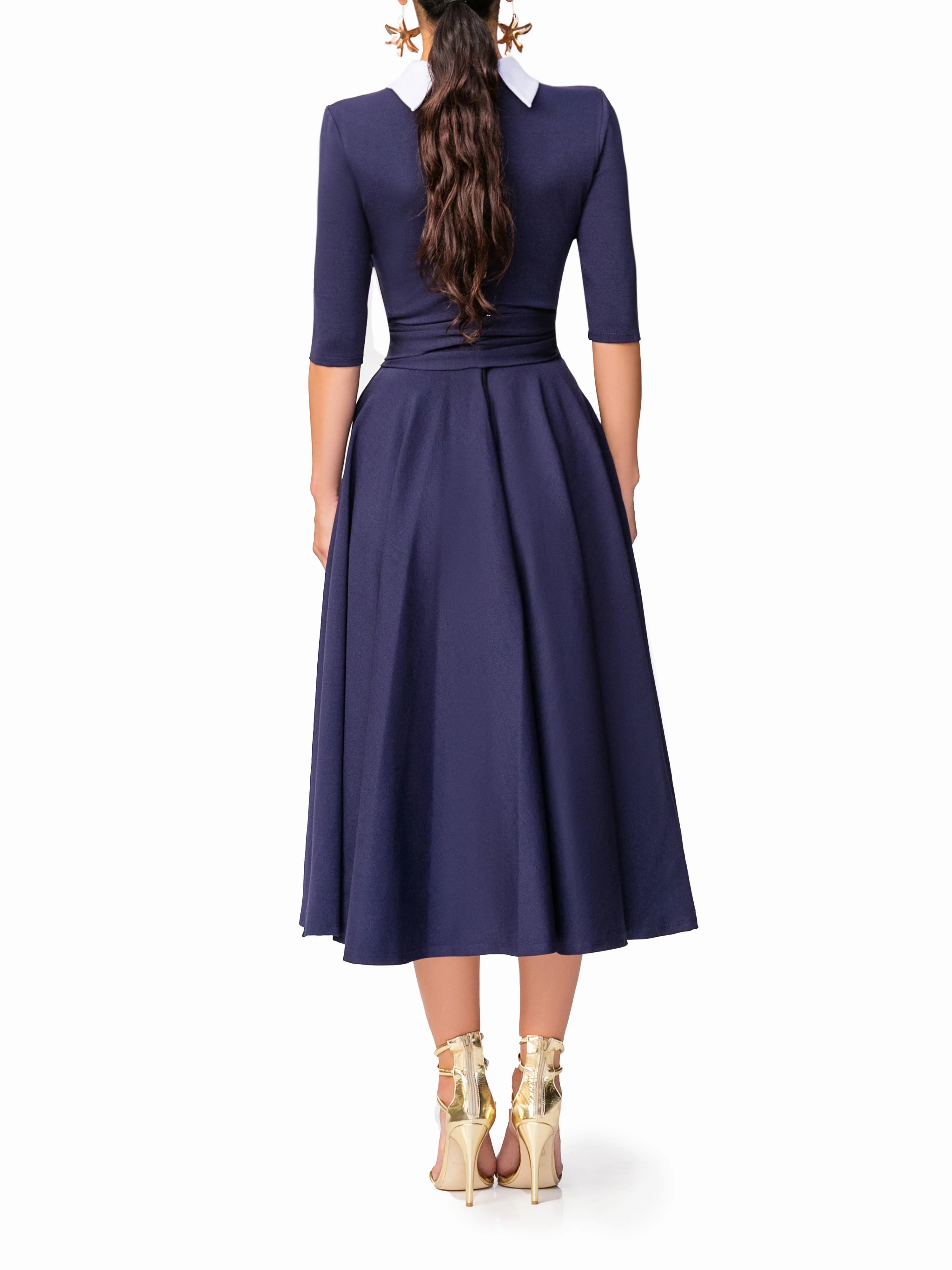 "Joan" Navy 50s Midi Dress - Image 5
