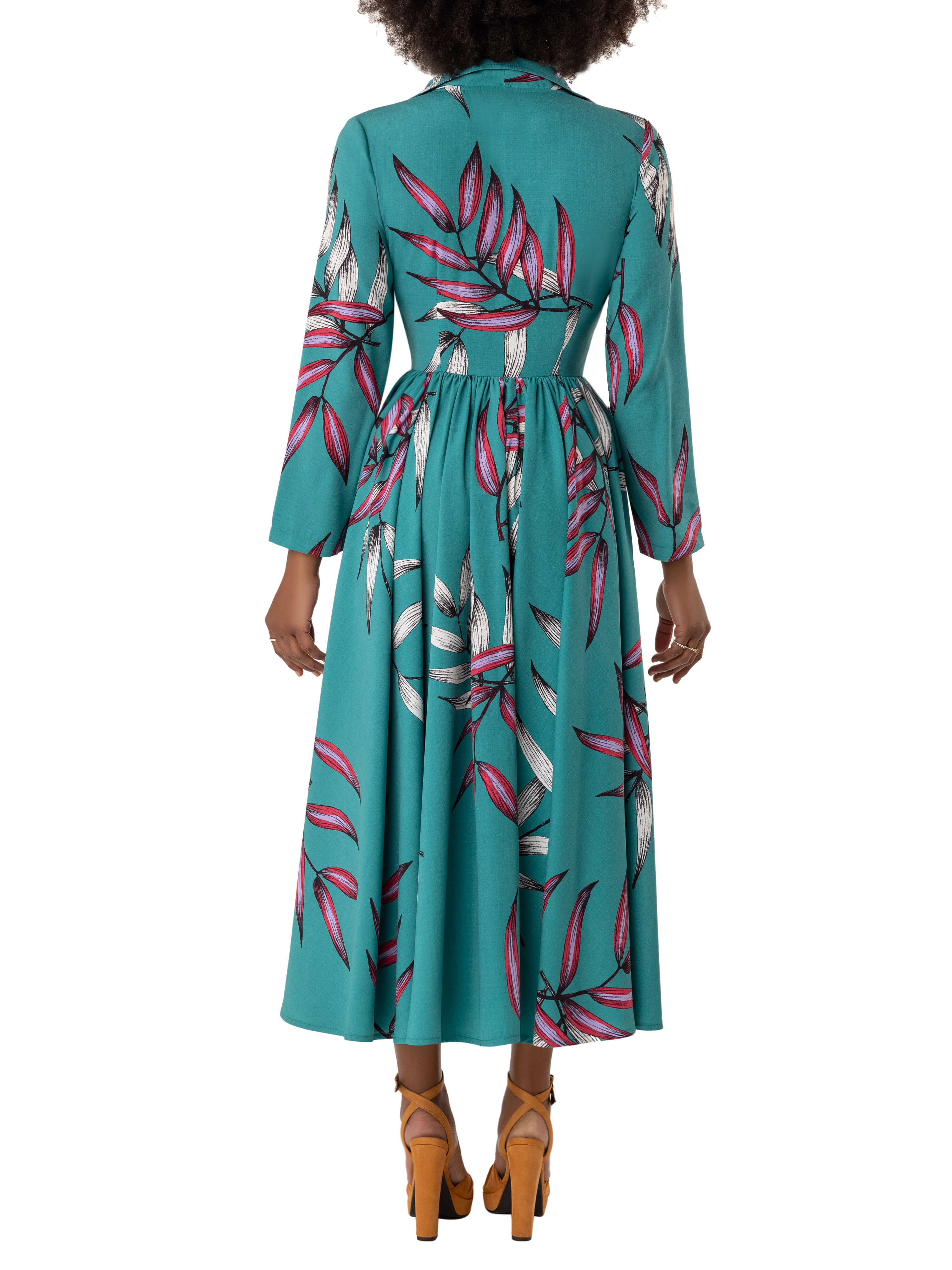 "Jovanna" Jade Print Midi Shirtdress - Image 6