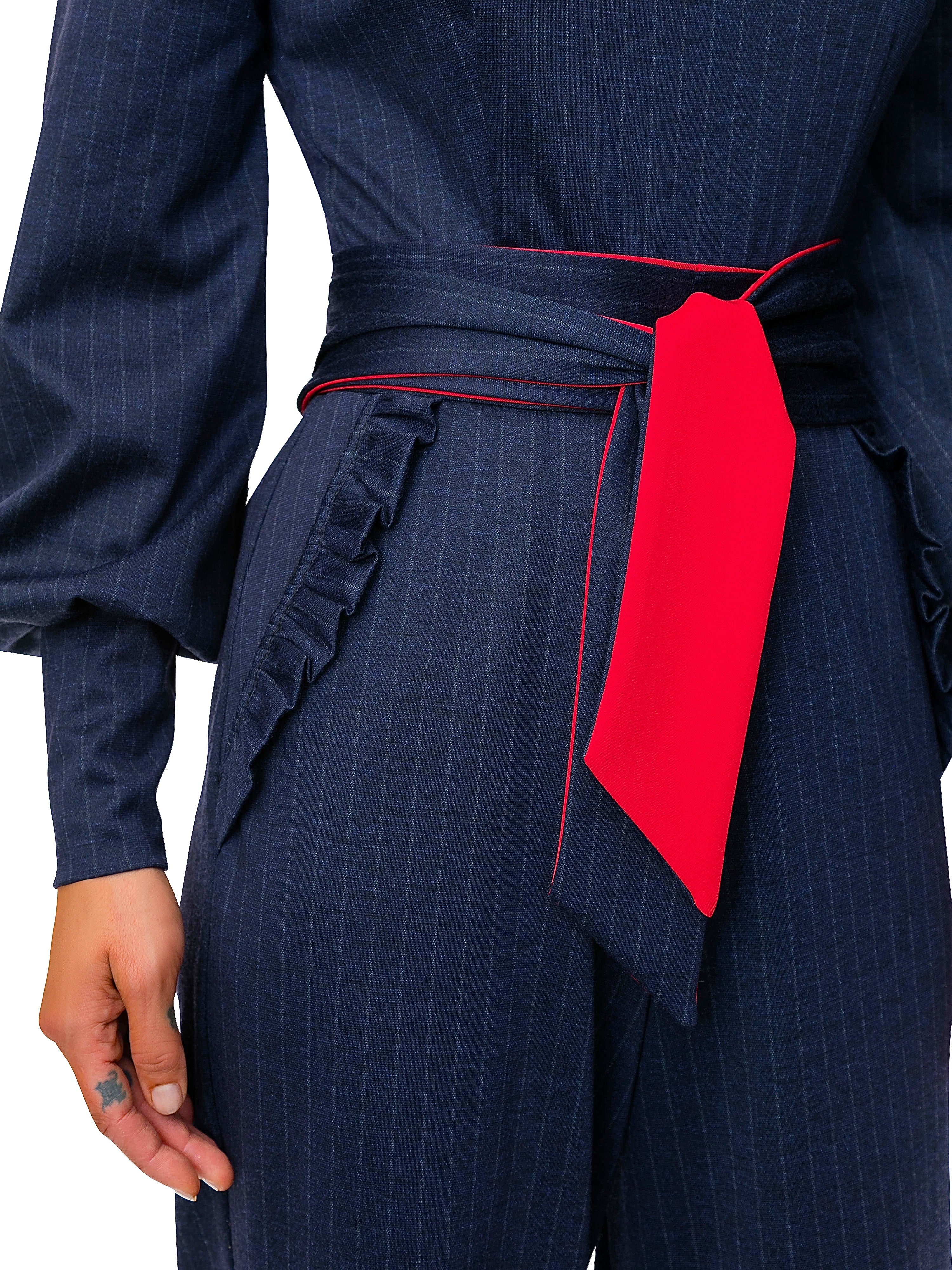 "Juaquina" Navy Pinstripe Jumpsuit - Image 6