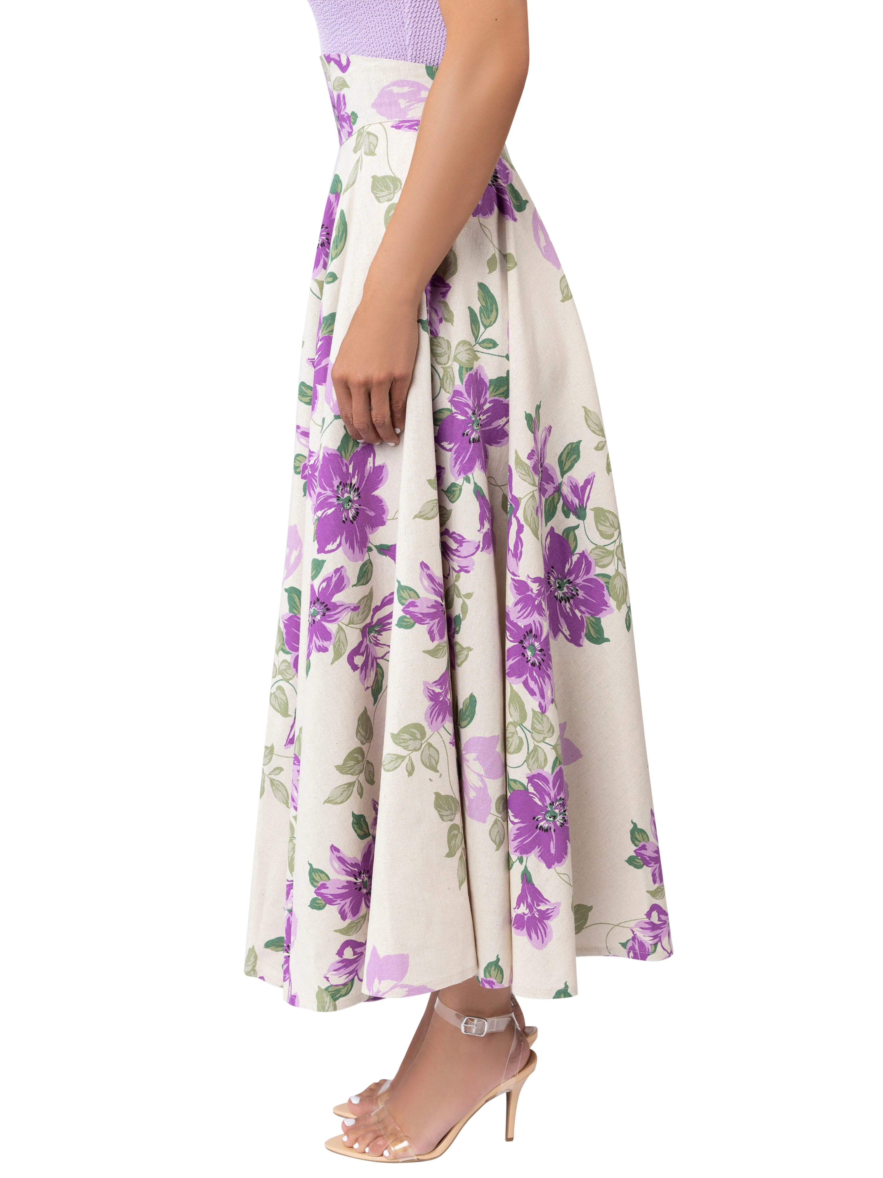 "Julep" Lilac Floral Print High Waist Skirt - Image 5