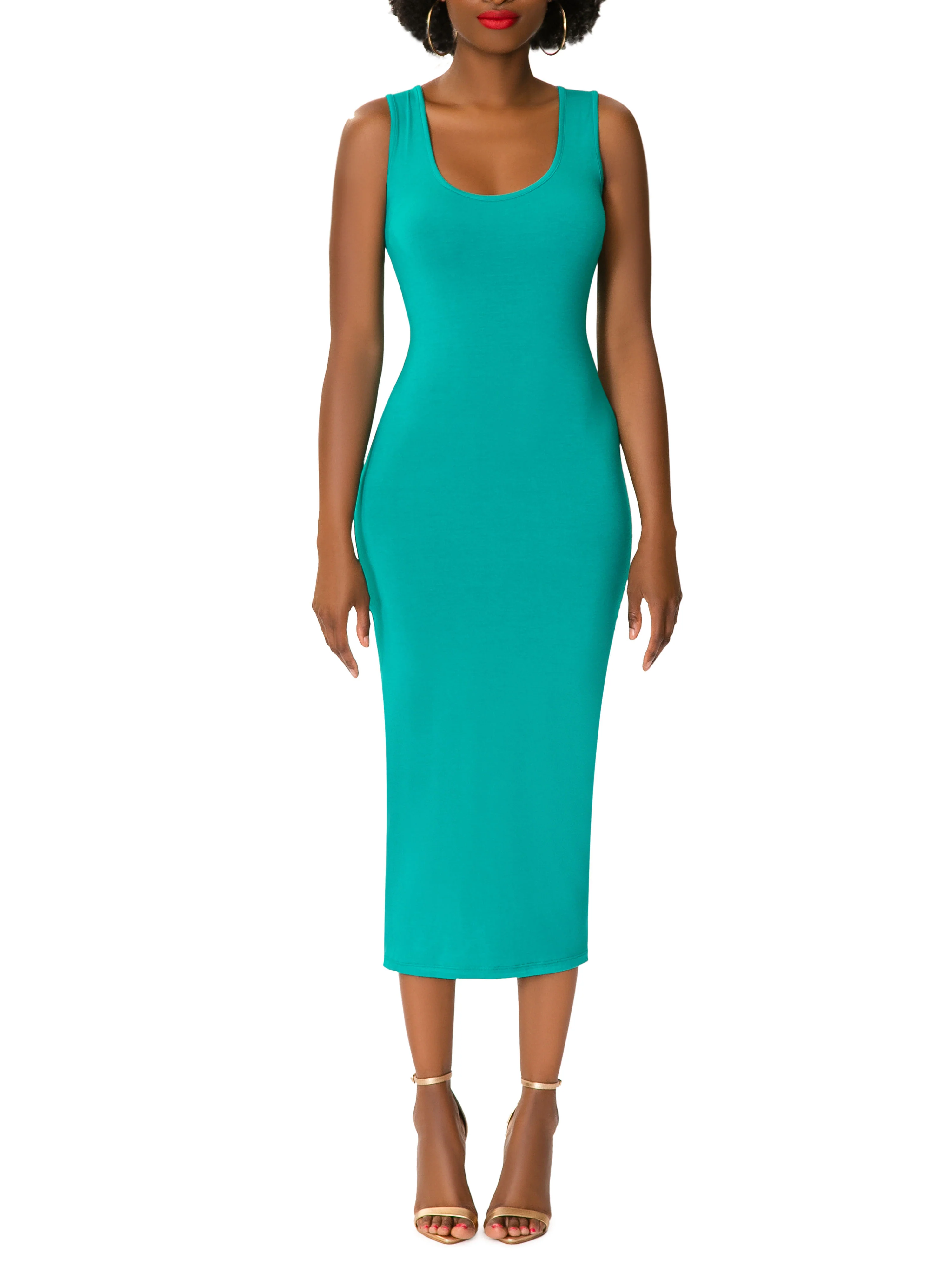 "June" Emerald Jersey Tank Dress - Image 4