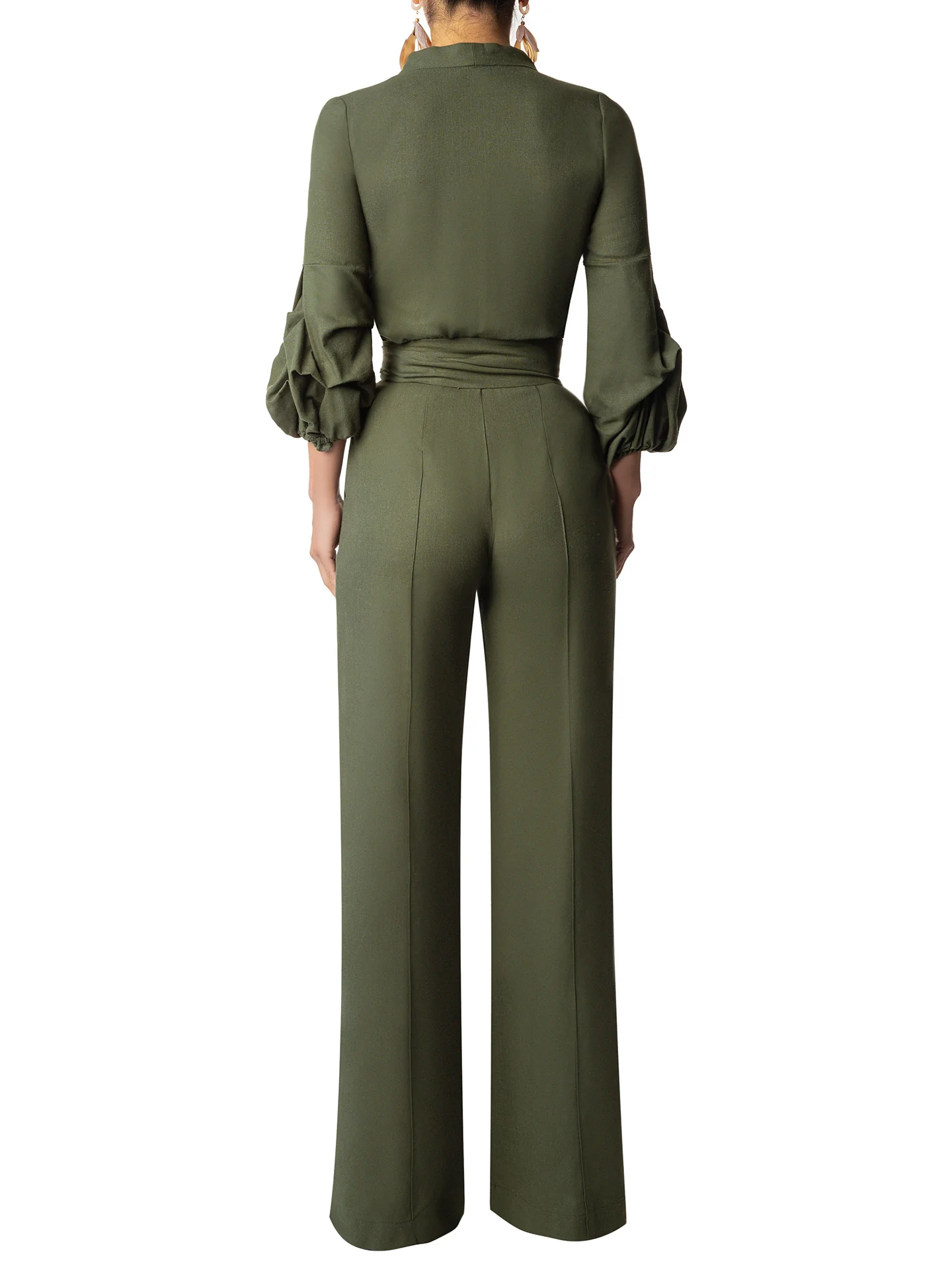 "Juniper" Olive Button-Down Jumpsuit - Image 5