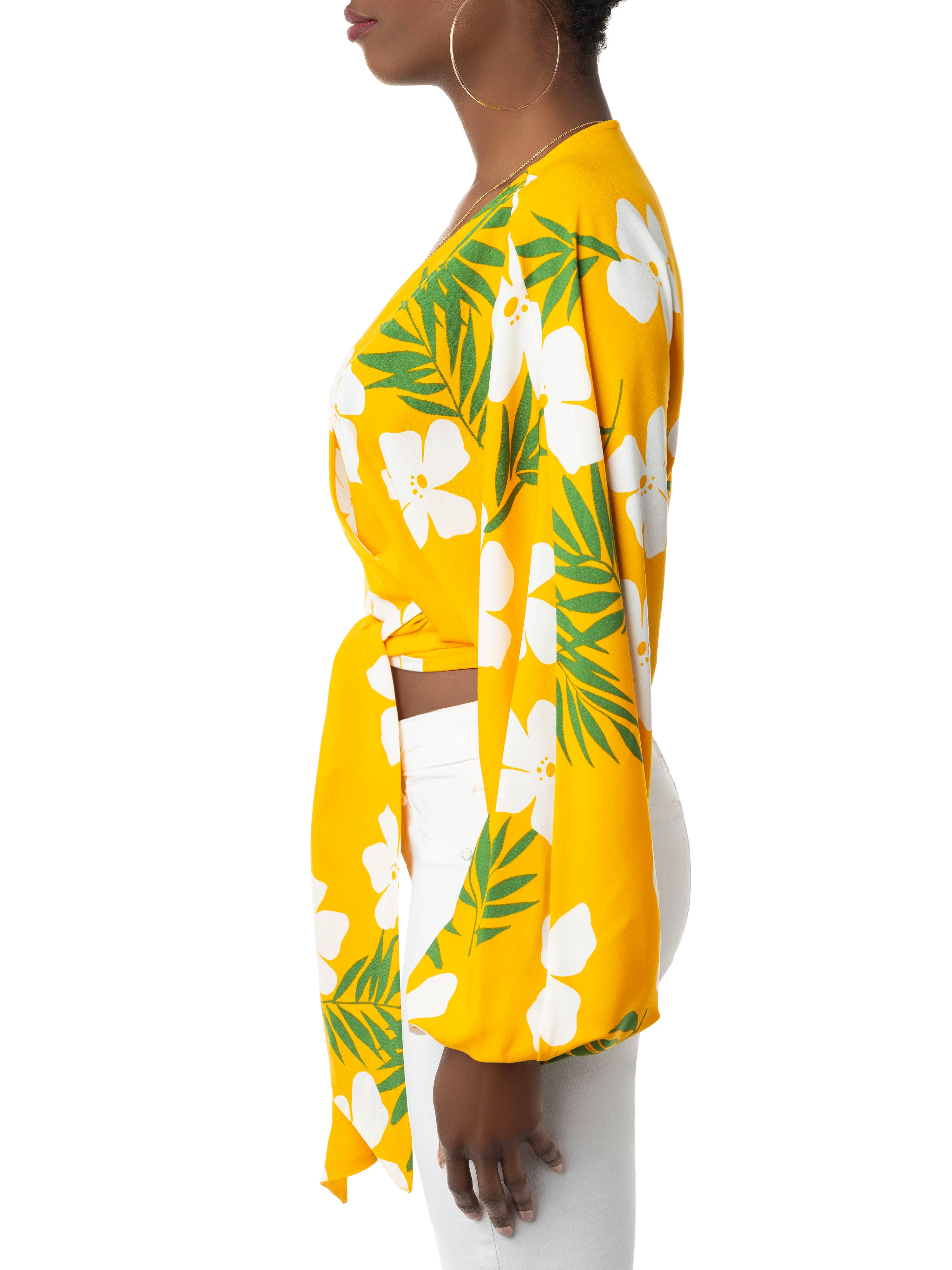 "Kai" Yellow Tropical Wrap Top - Image 4