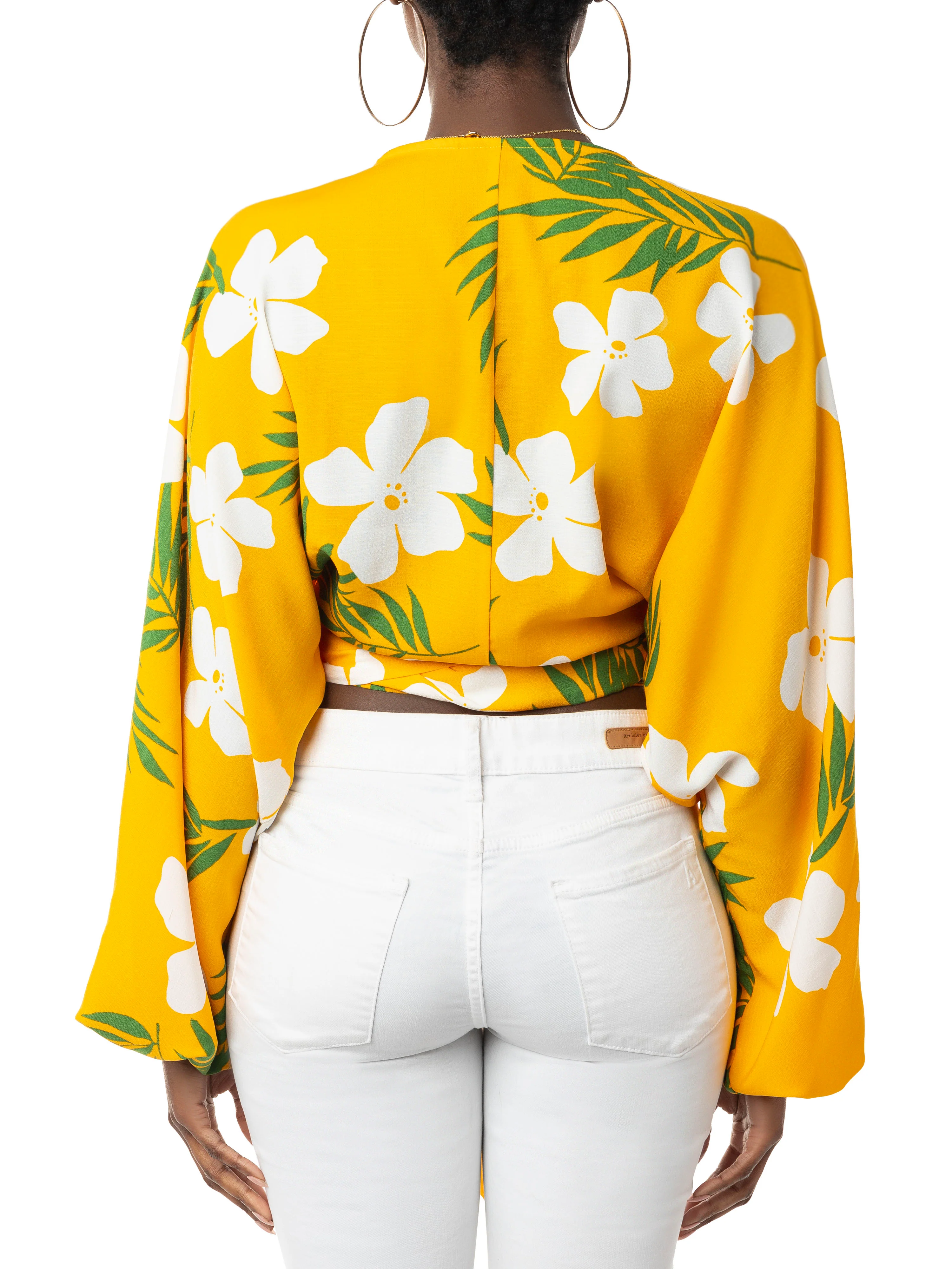 "Kai" Yellow Tropical Wrap Top - Image 5
