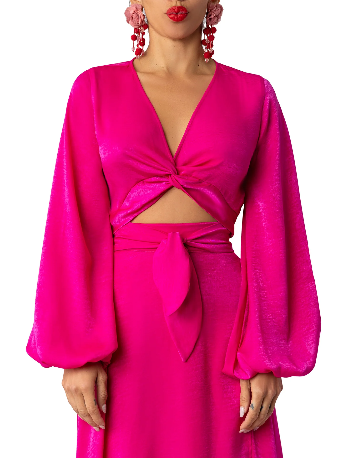“Kali” Magenta Twist Crop Top - Image 3