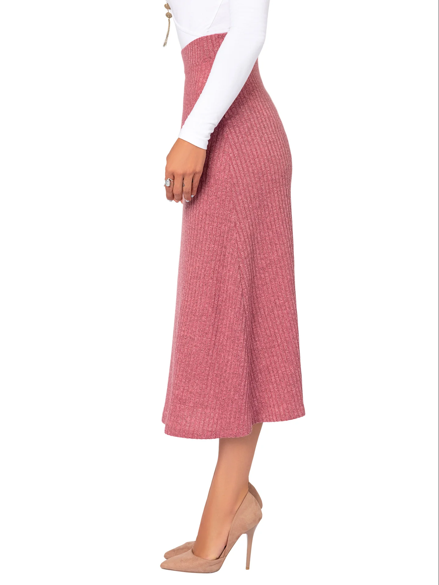 "Kathleen" Mauve A-Line Skirt - Image 4