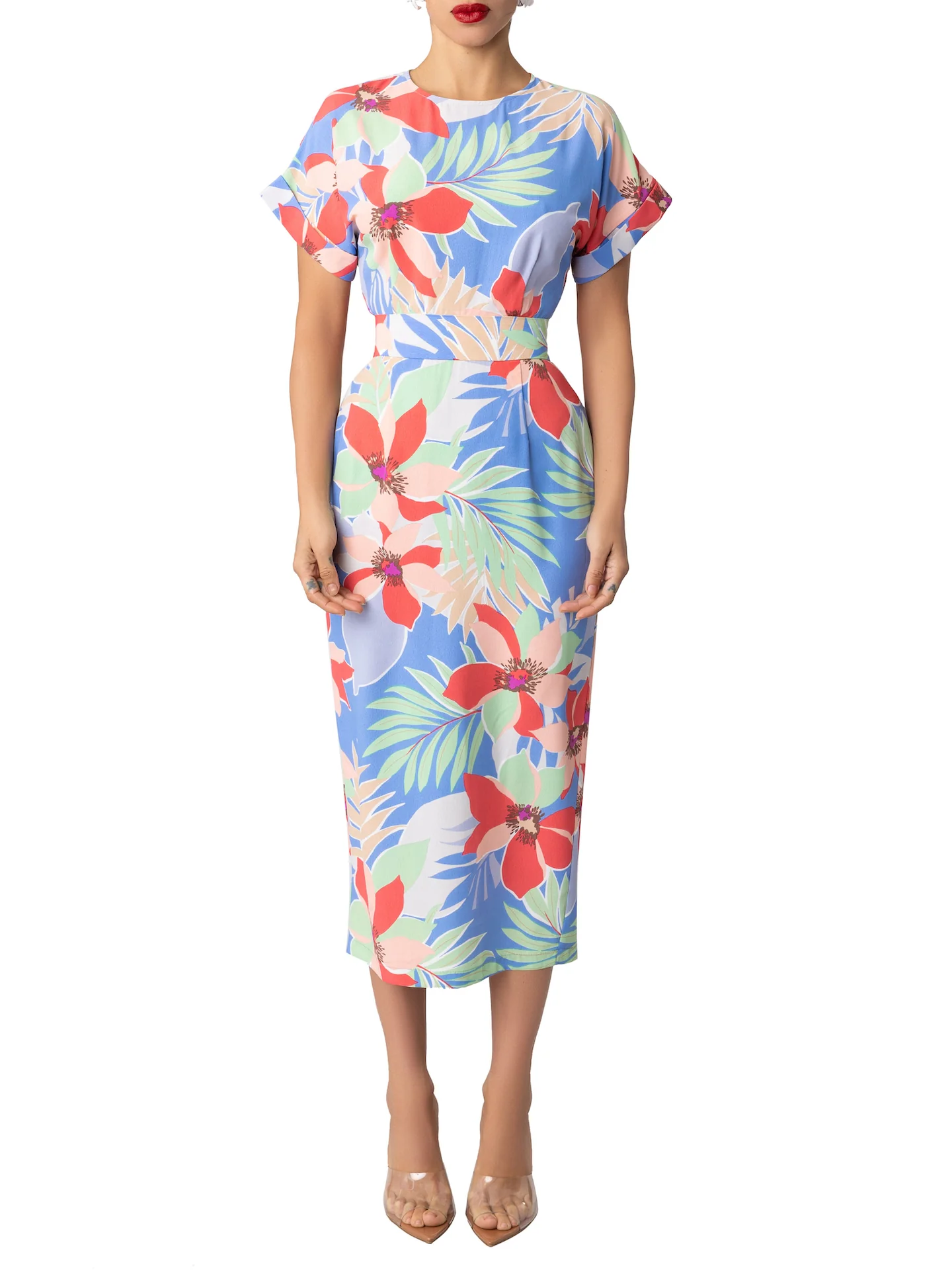 “Kehlani” Blue Print Midi Dress - Image 4