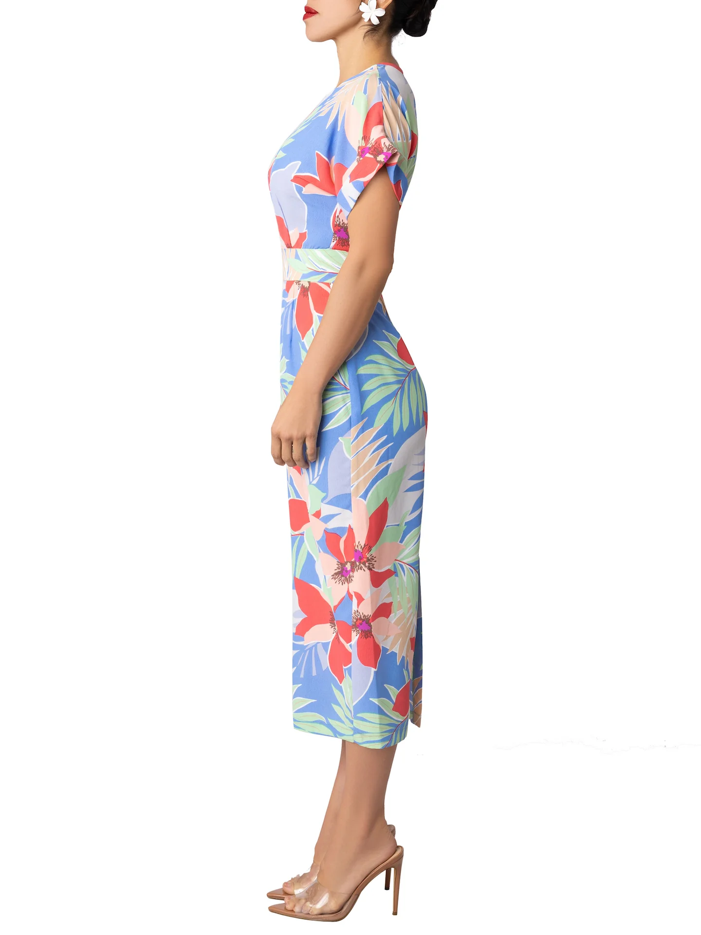 “Kehlani” Blue Print Midi Dress - Image 5