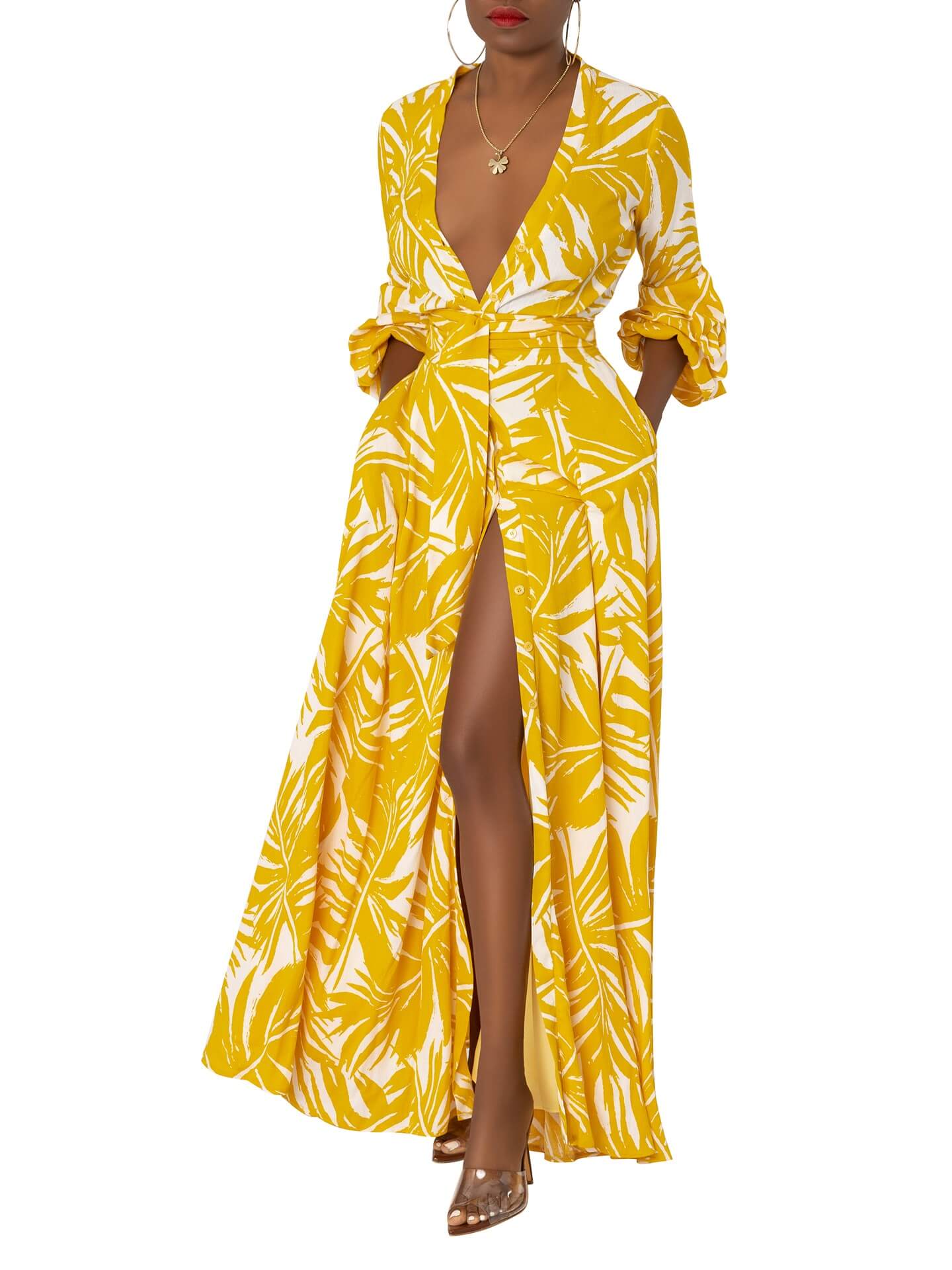 "Kentia Palm" Button-Down Maxi Dress - Image 3