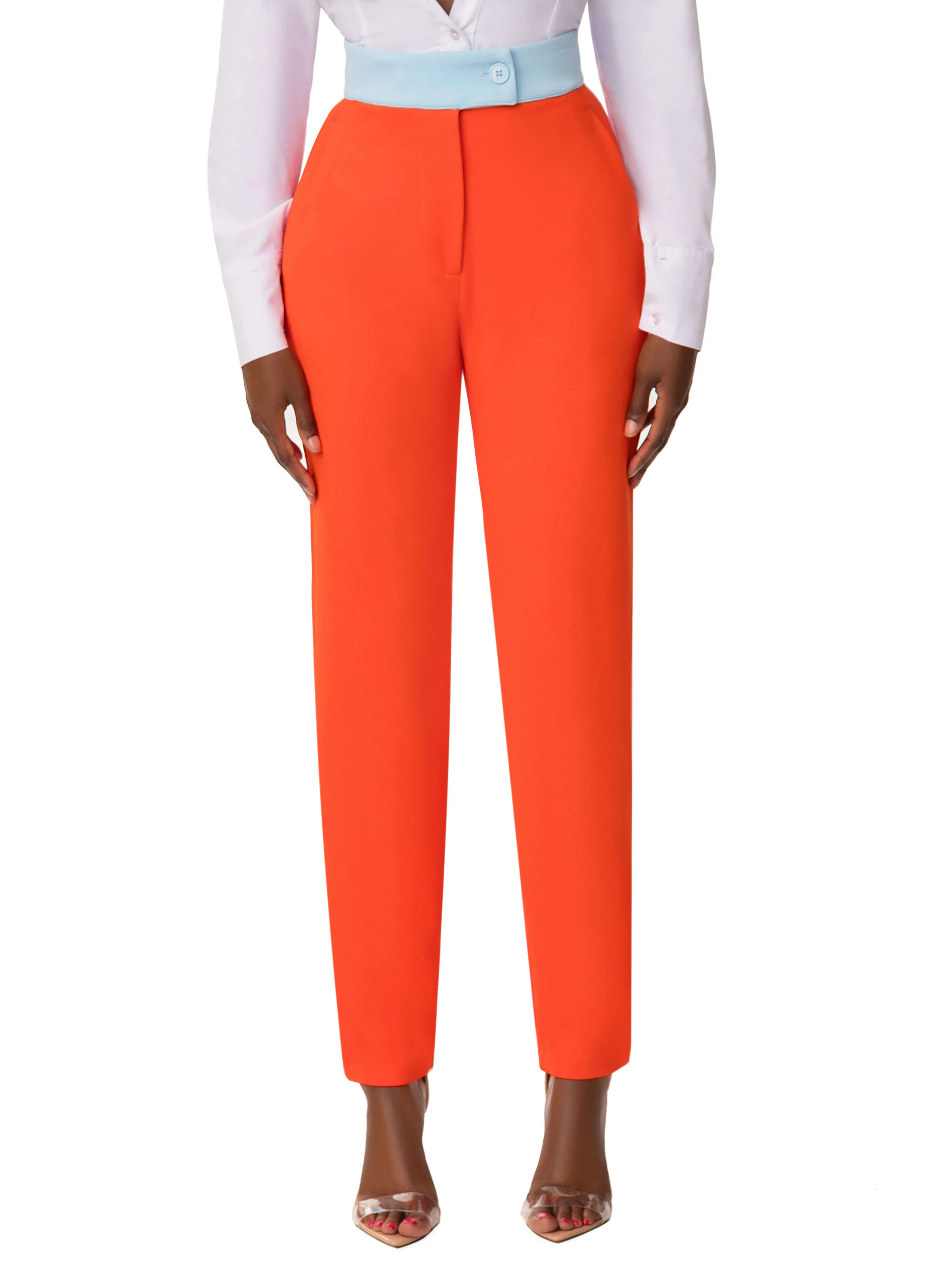"Kimberly" Orange/Blue Contrast Waist Pants - Image 4