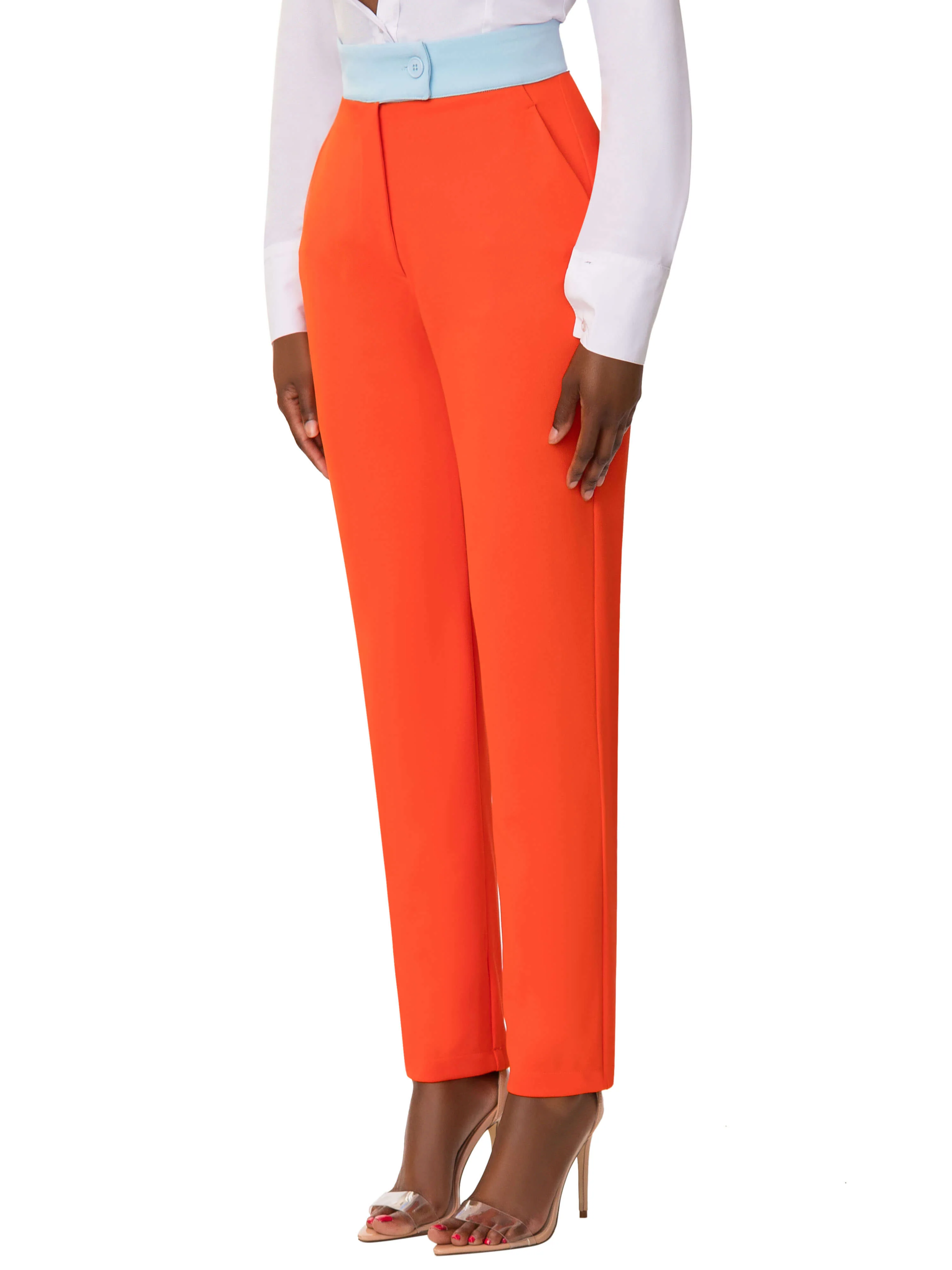 "Kimberly" Orange/Blue Contrast Waist Pants - Image 5