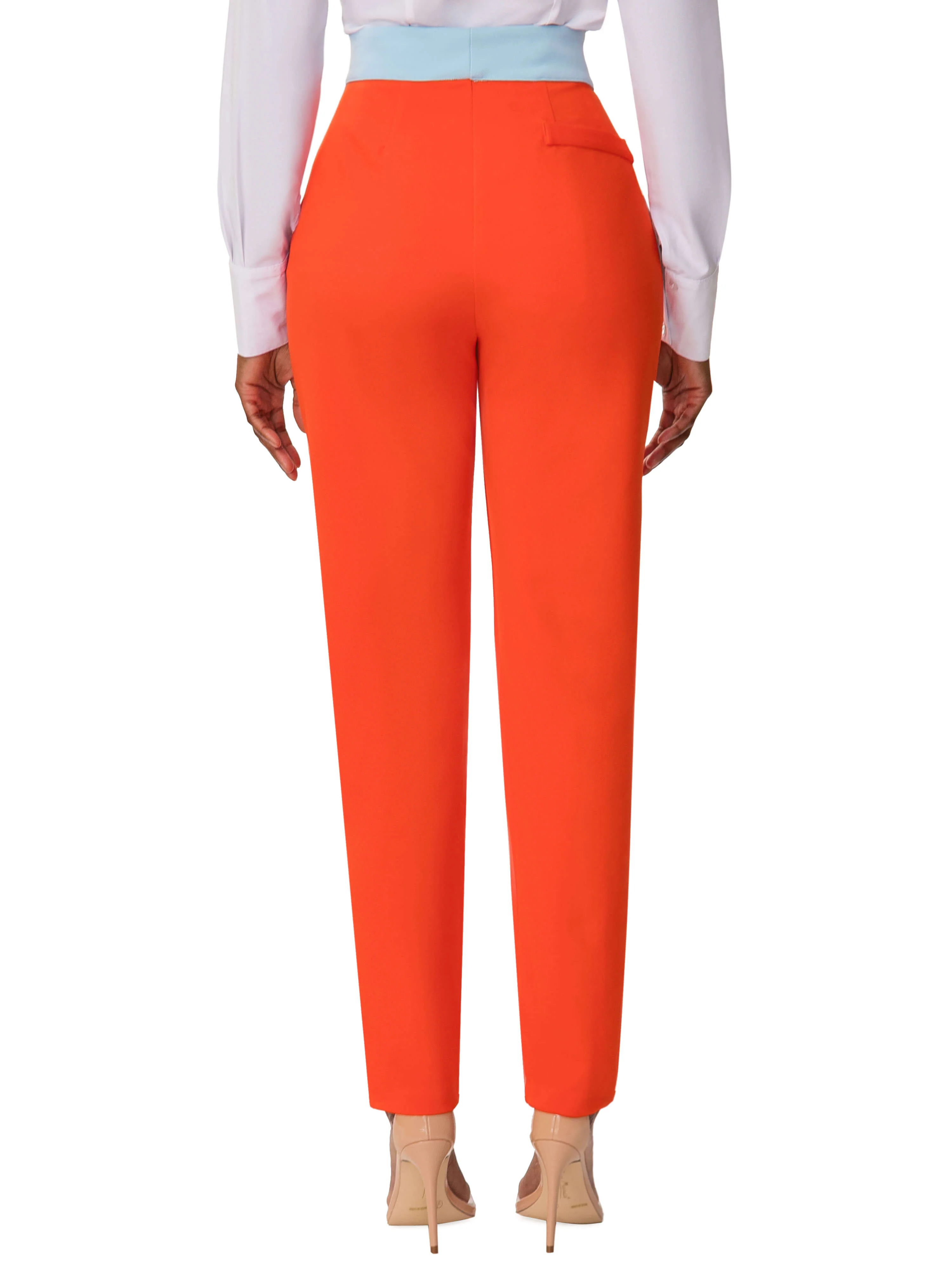"Kimberly" Orange/Blue Contrast Waist Pants - Image 7