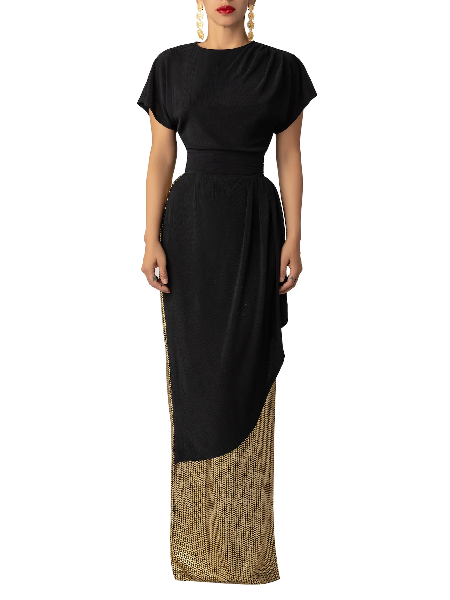 “Ladon” Black and Gold Dress - Image 4