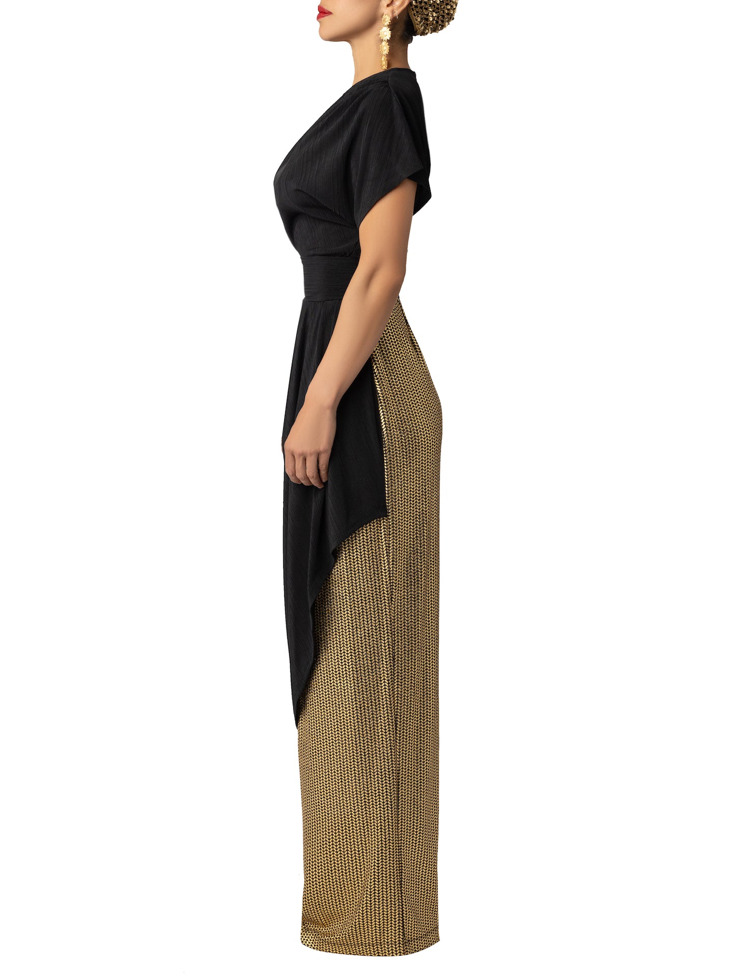 “Ladon” Black and Gold Dress - Image 5