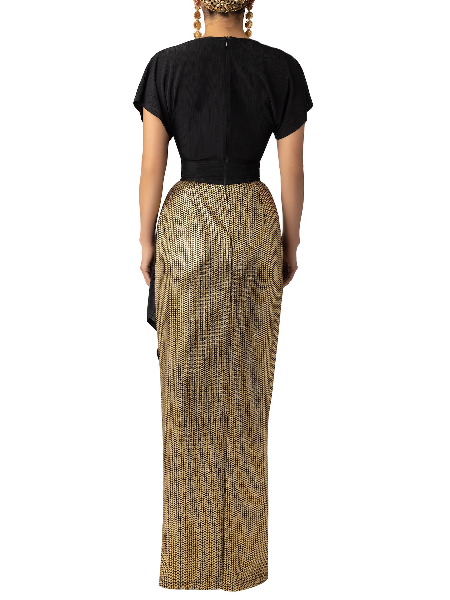 “Ladon” Black and Gold Dress - Image 6