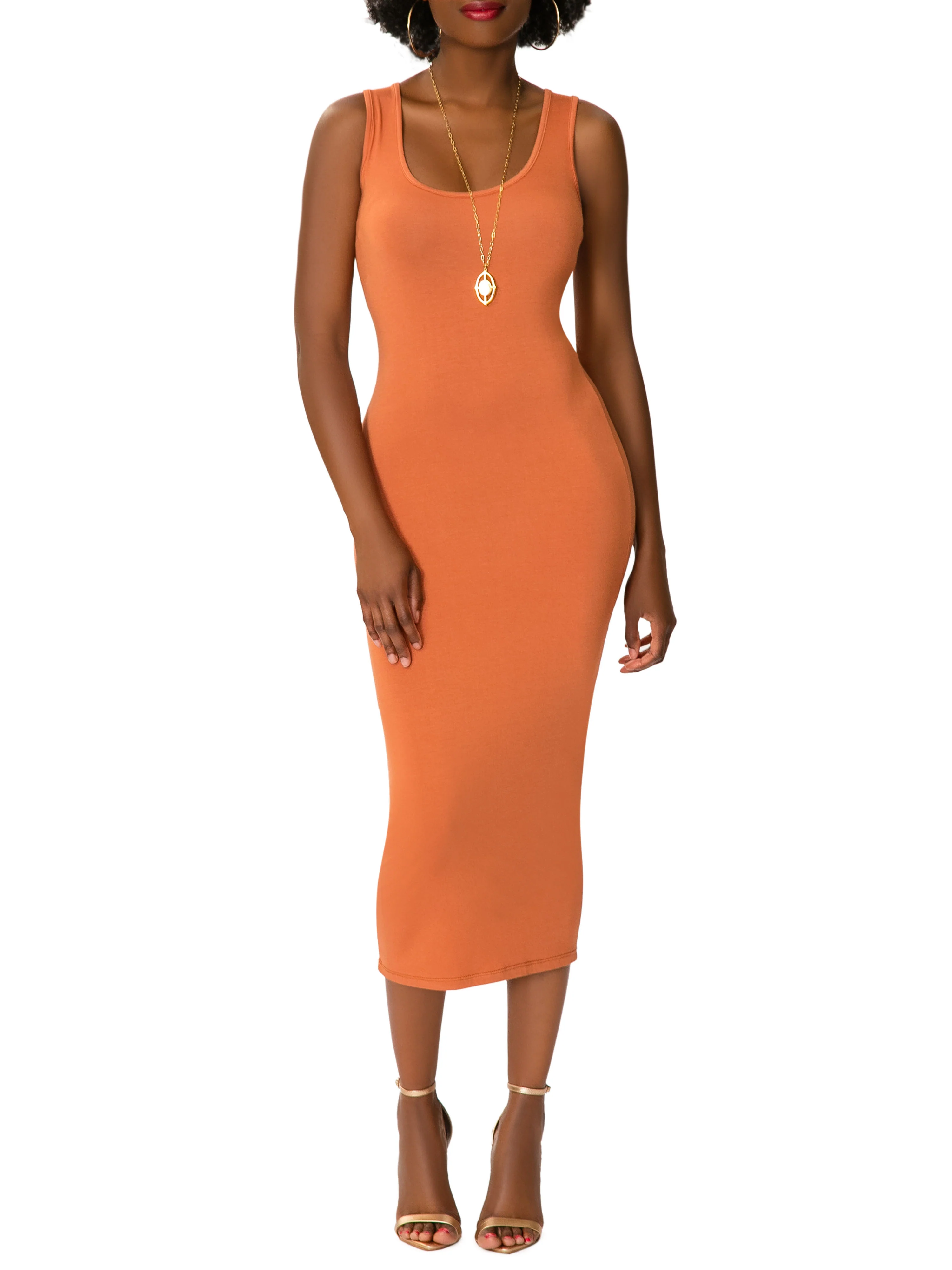 "Lala" Bronze Jersey Tank Dress - Image 3