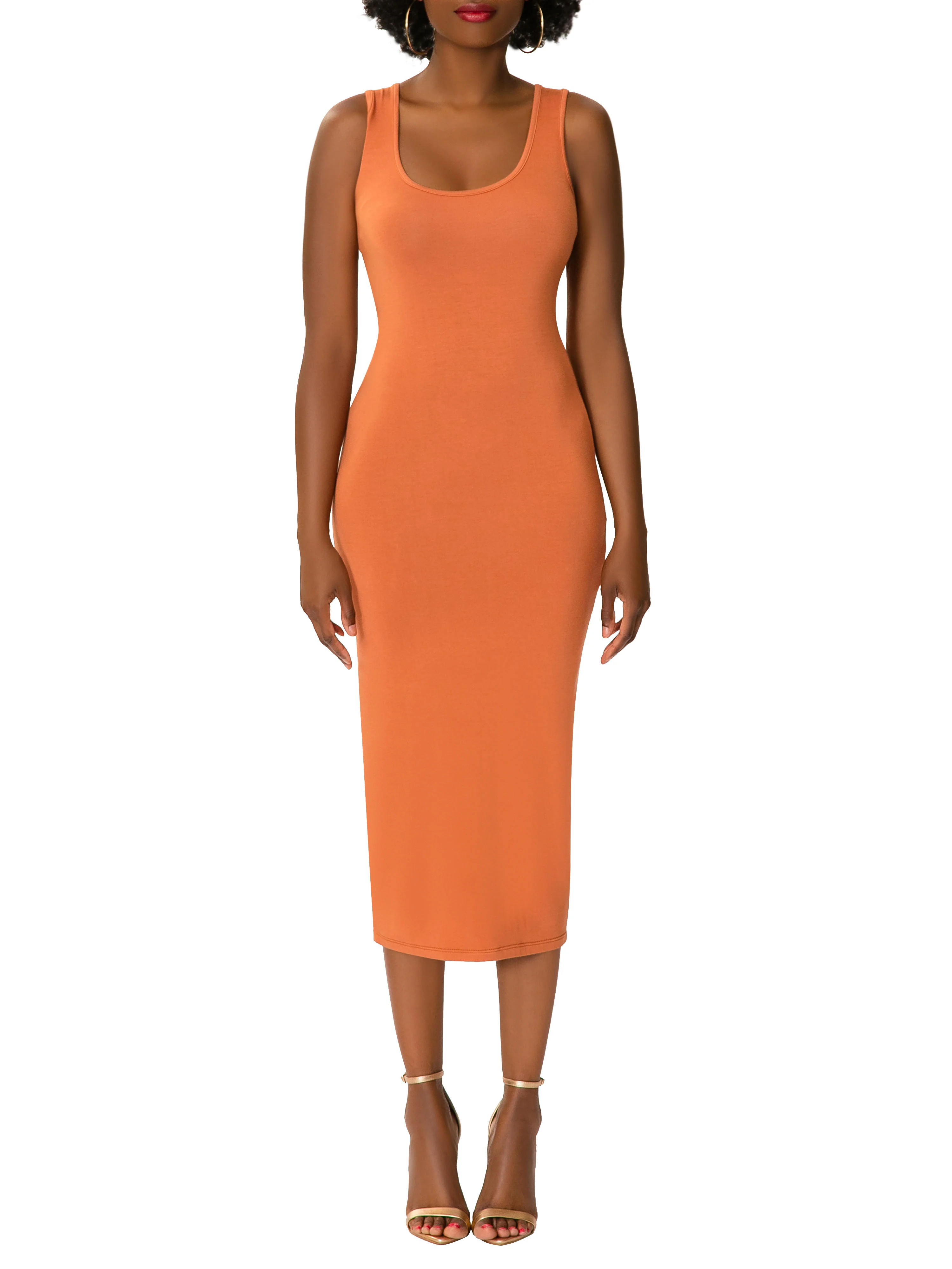 "Lala" Bronze Jersey Tank Dress - Image 4