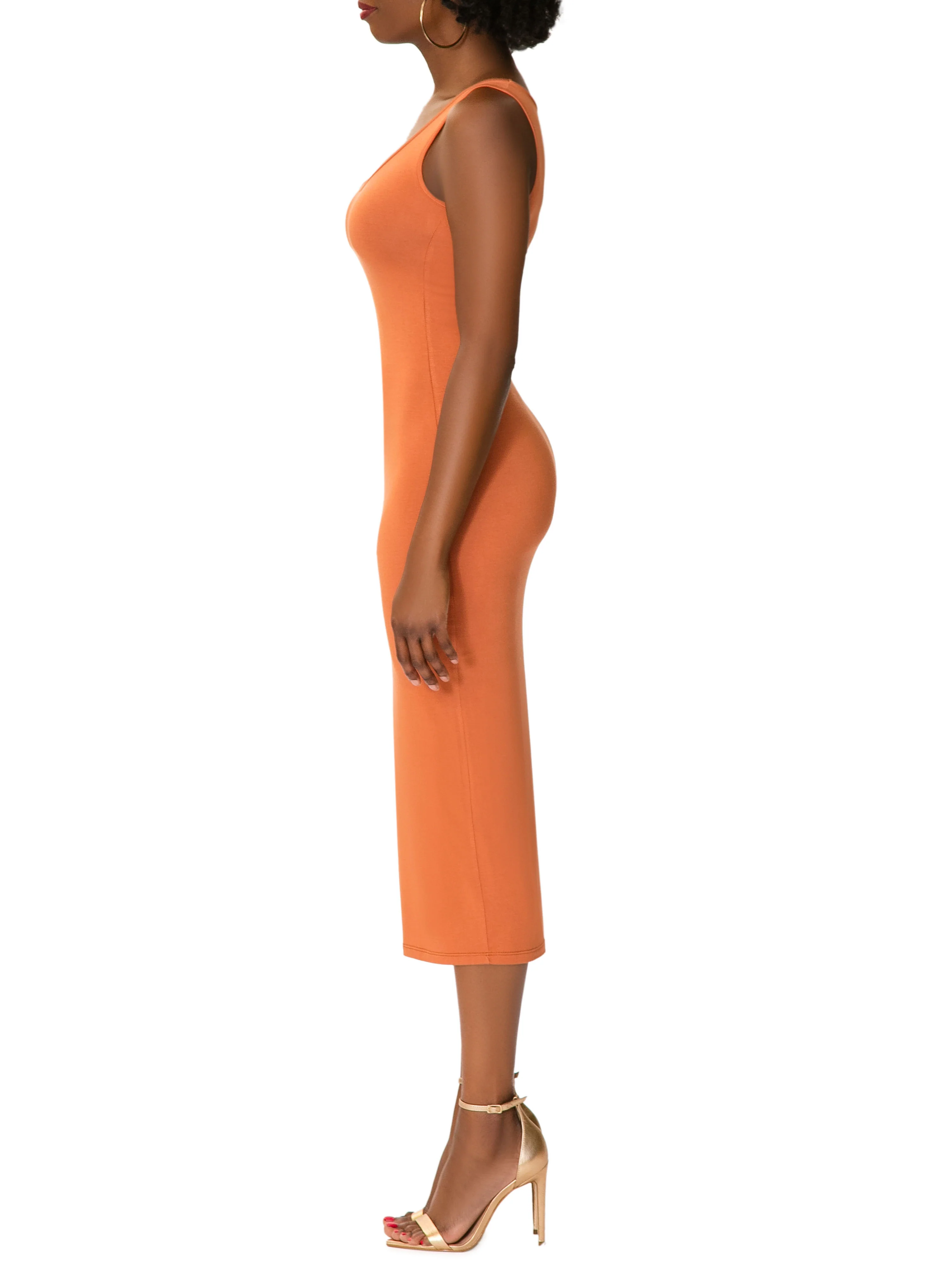 "Lala" Bronze Jersey Tank Dress - Image 6