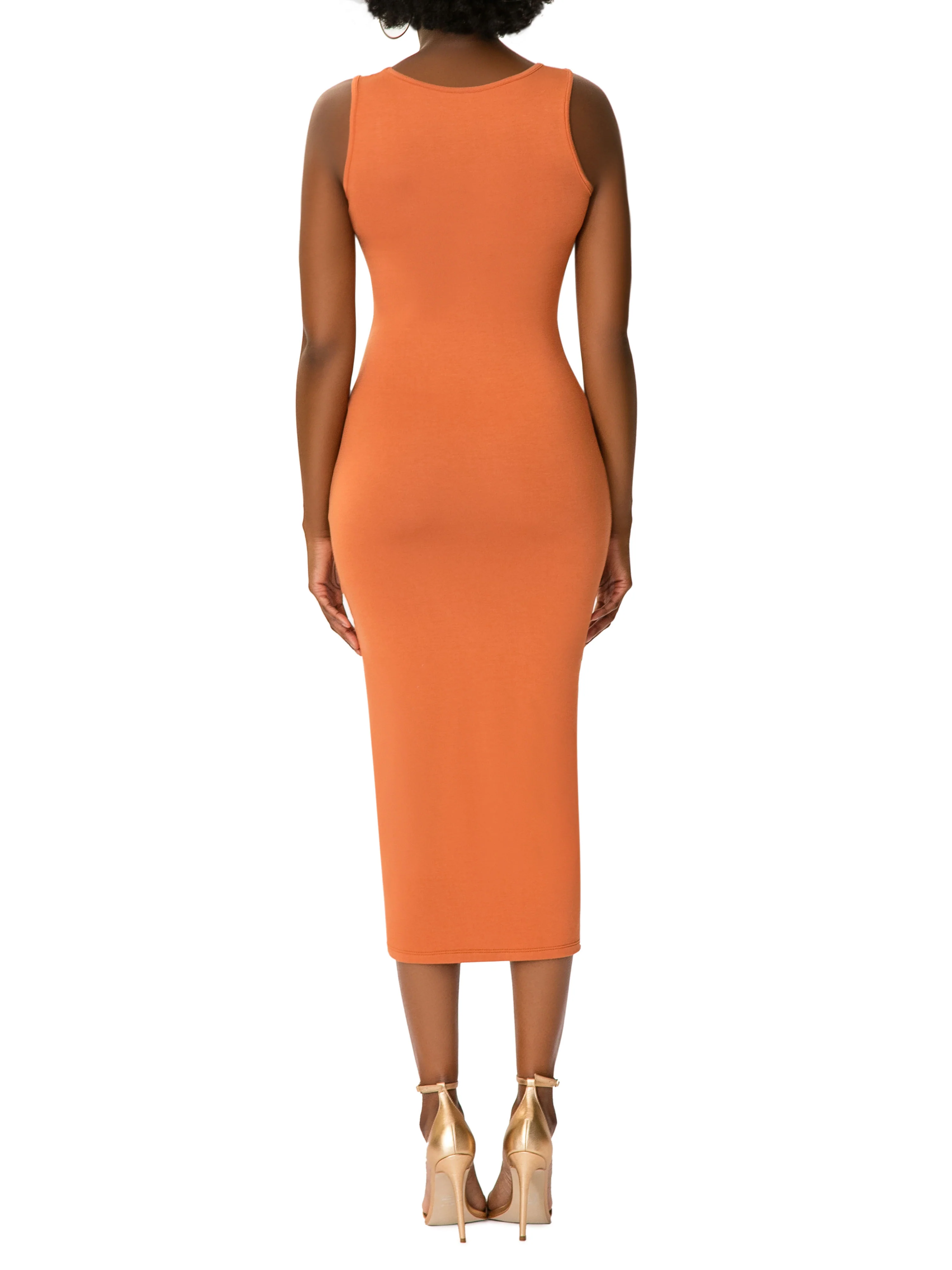 "Lala" Bronze Jersey Tank Dress - Image 7