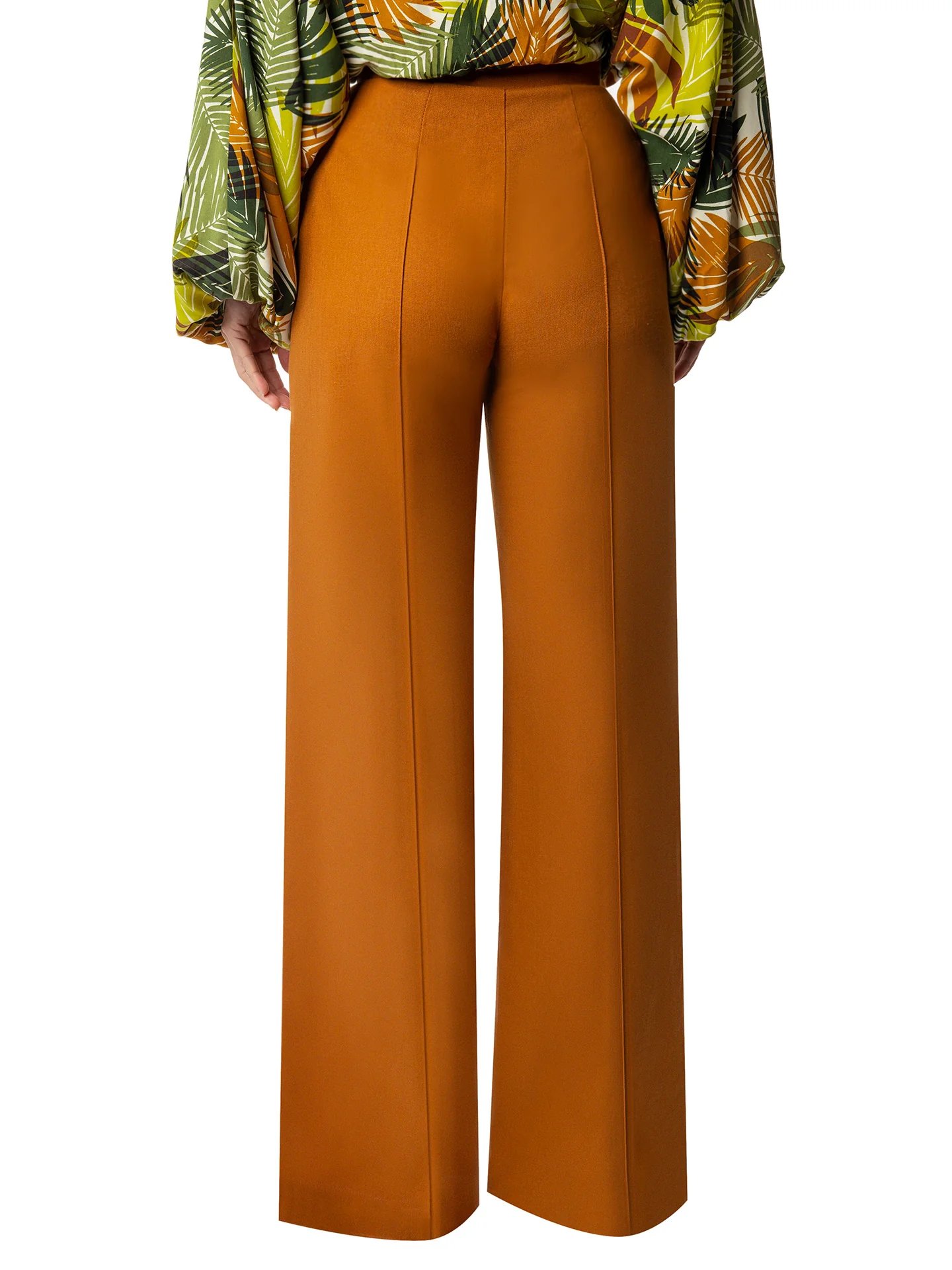 "Laurel" Cognac Linen High Waist Pants - Image 6