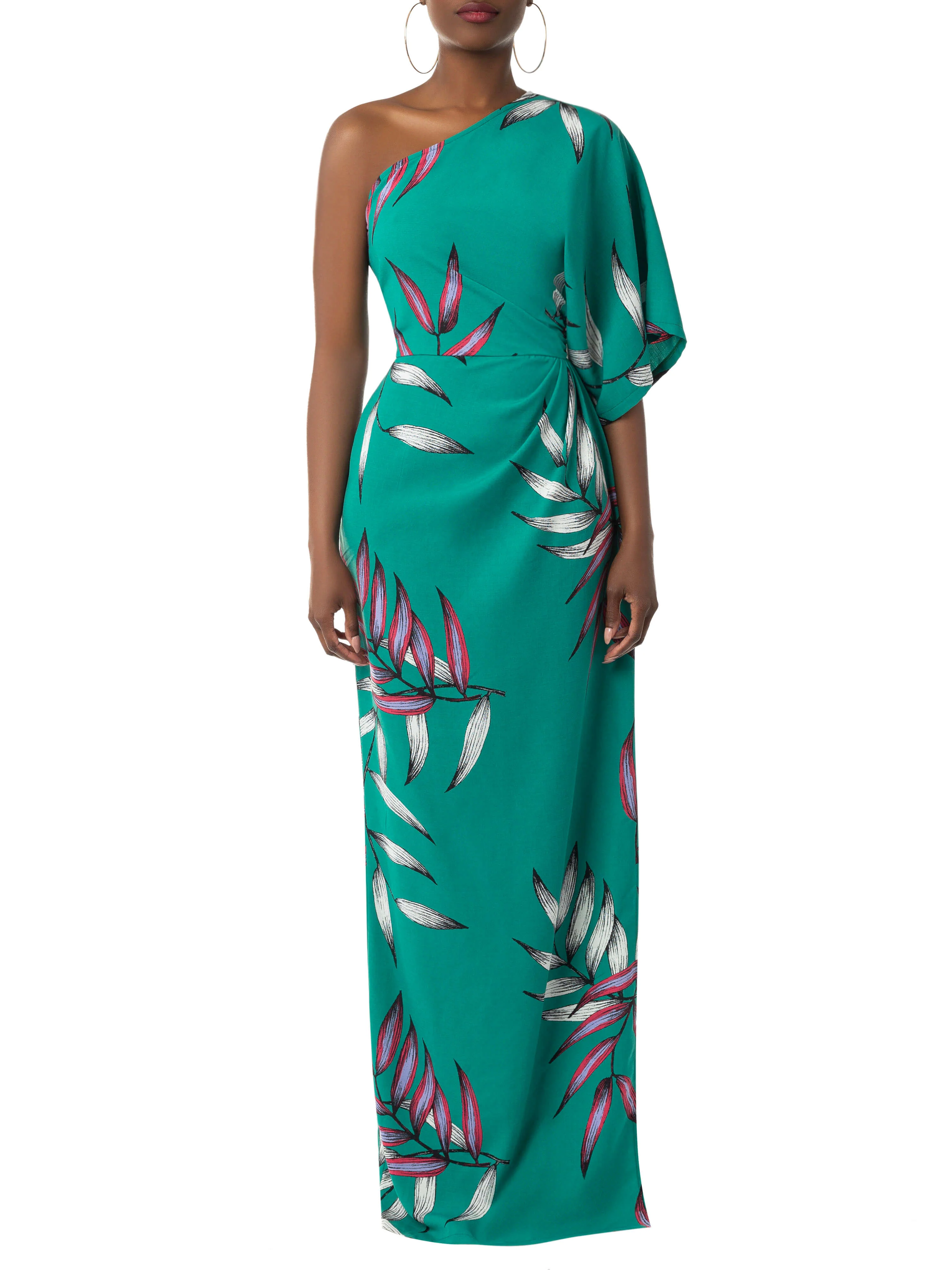 "Leilani" Jade One Shoulder Draped Dress - Image 3