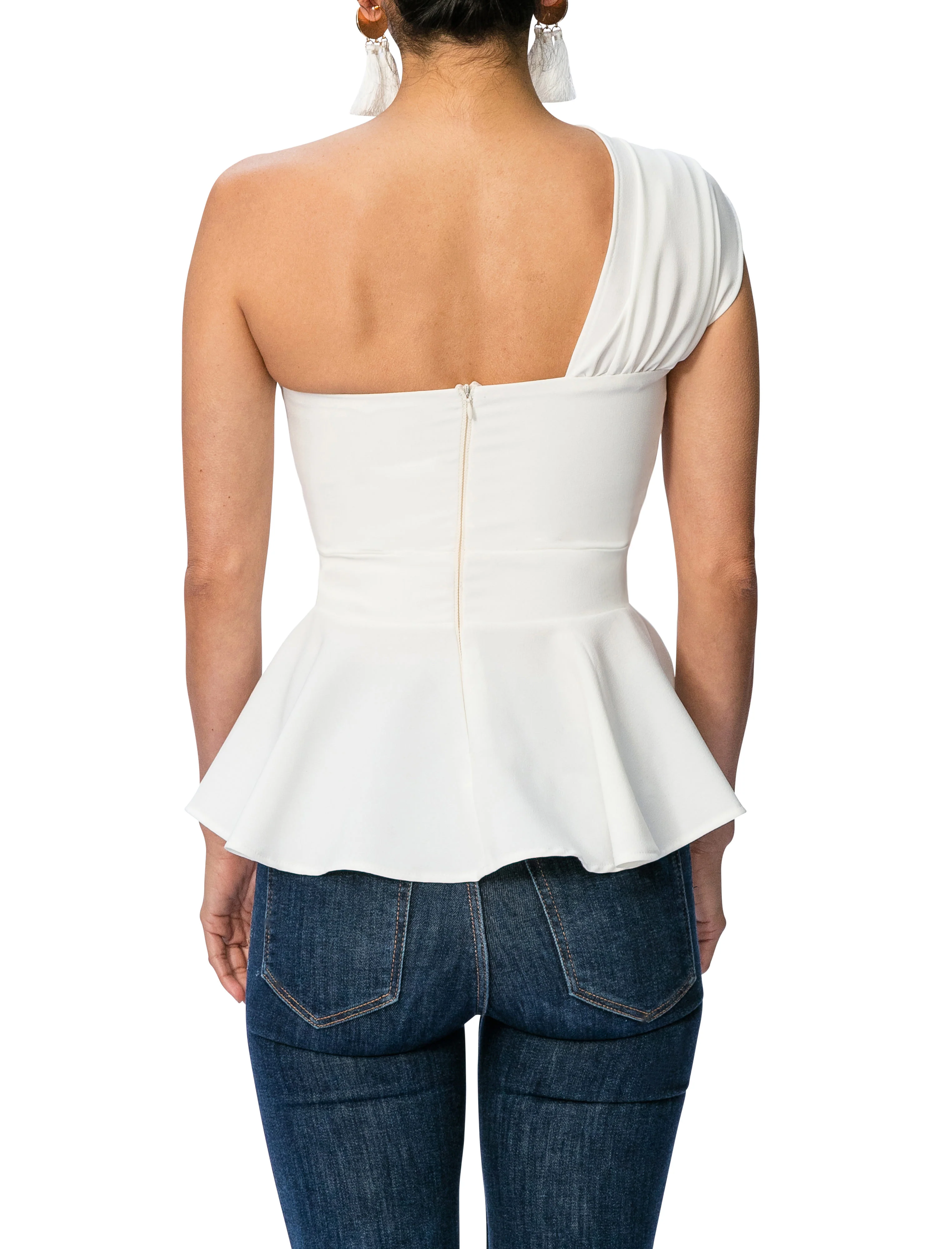 "Lena" One Shoulder Peplum Top - Image 6