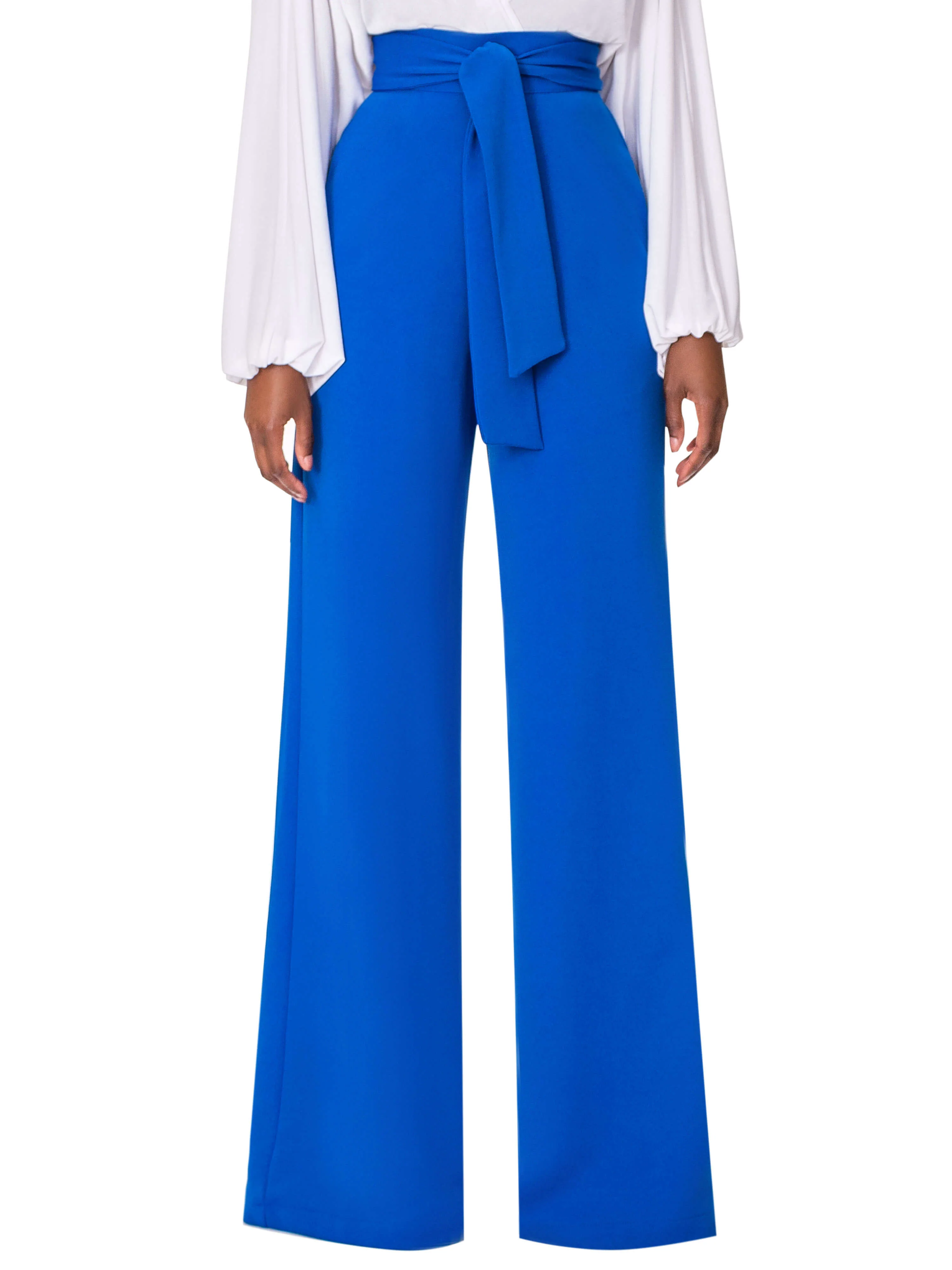 "Leola" Cobalt Belted High Waist Pants - Image 4