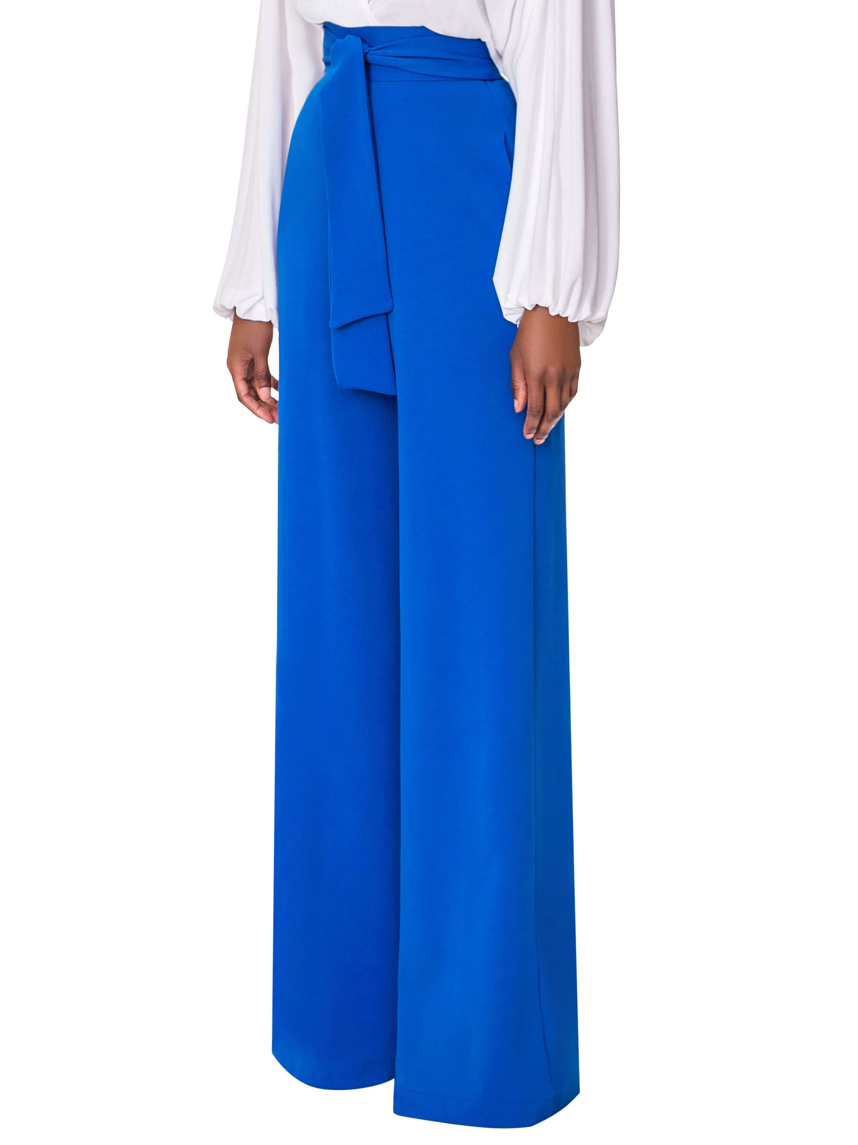 "Leola" Cobalt Belted High Waist Pants - Image 5