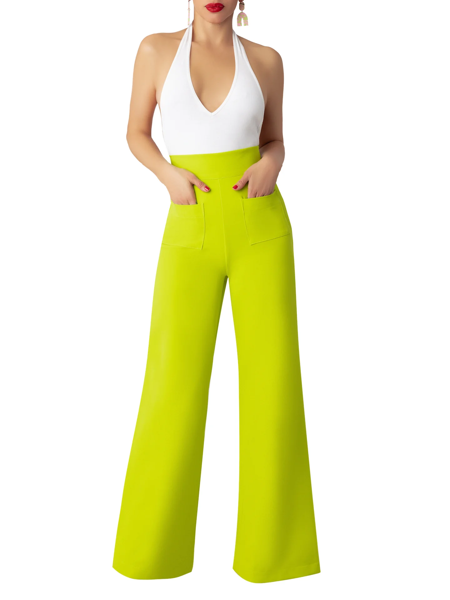 "Limon" Lime High Waist Pants - Image 3