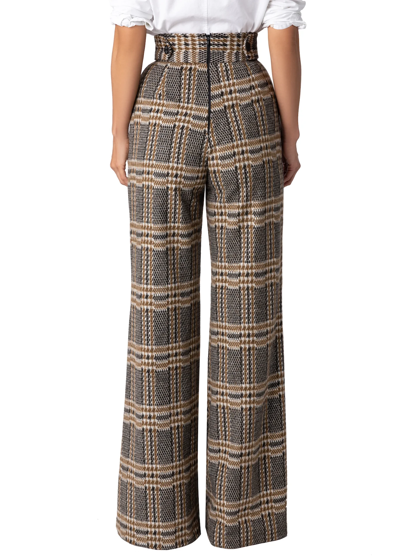 “Liverpool” Brown Brushed Plaid Pants - Image 9