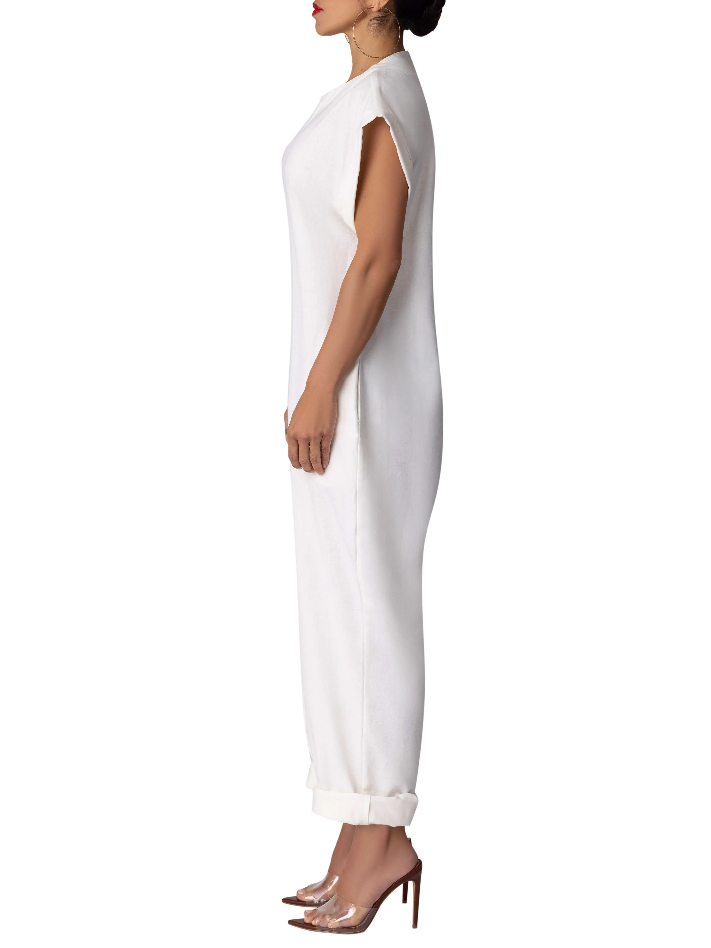 "Lotus" Ivory Relaxed Cap Sleeve Jumpsuit - Image 5