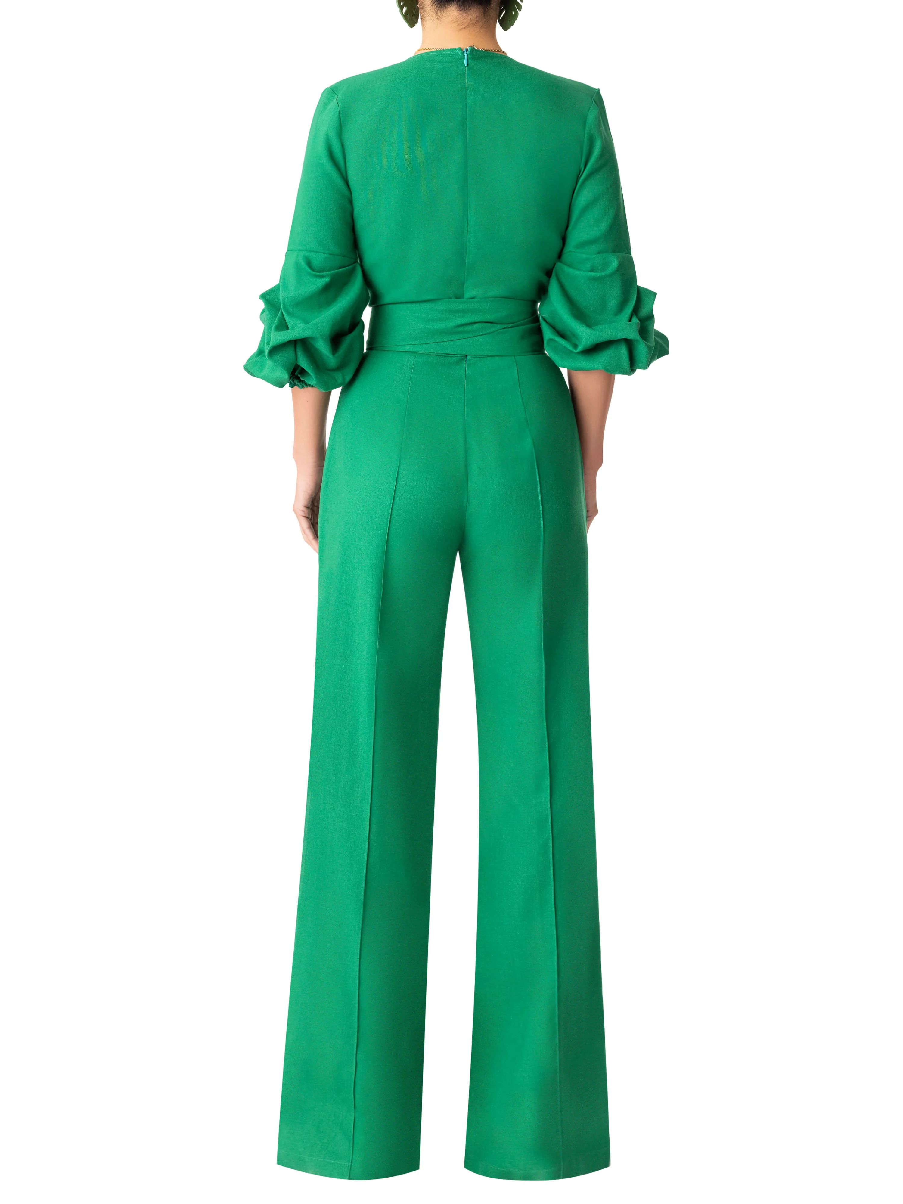 "Louisa" Green Wrap Jumpsuit - Image 5