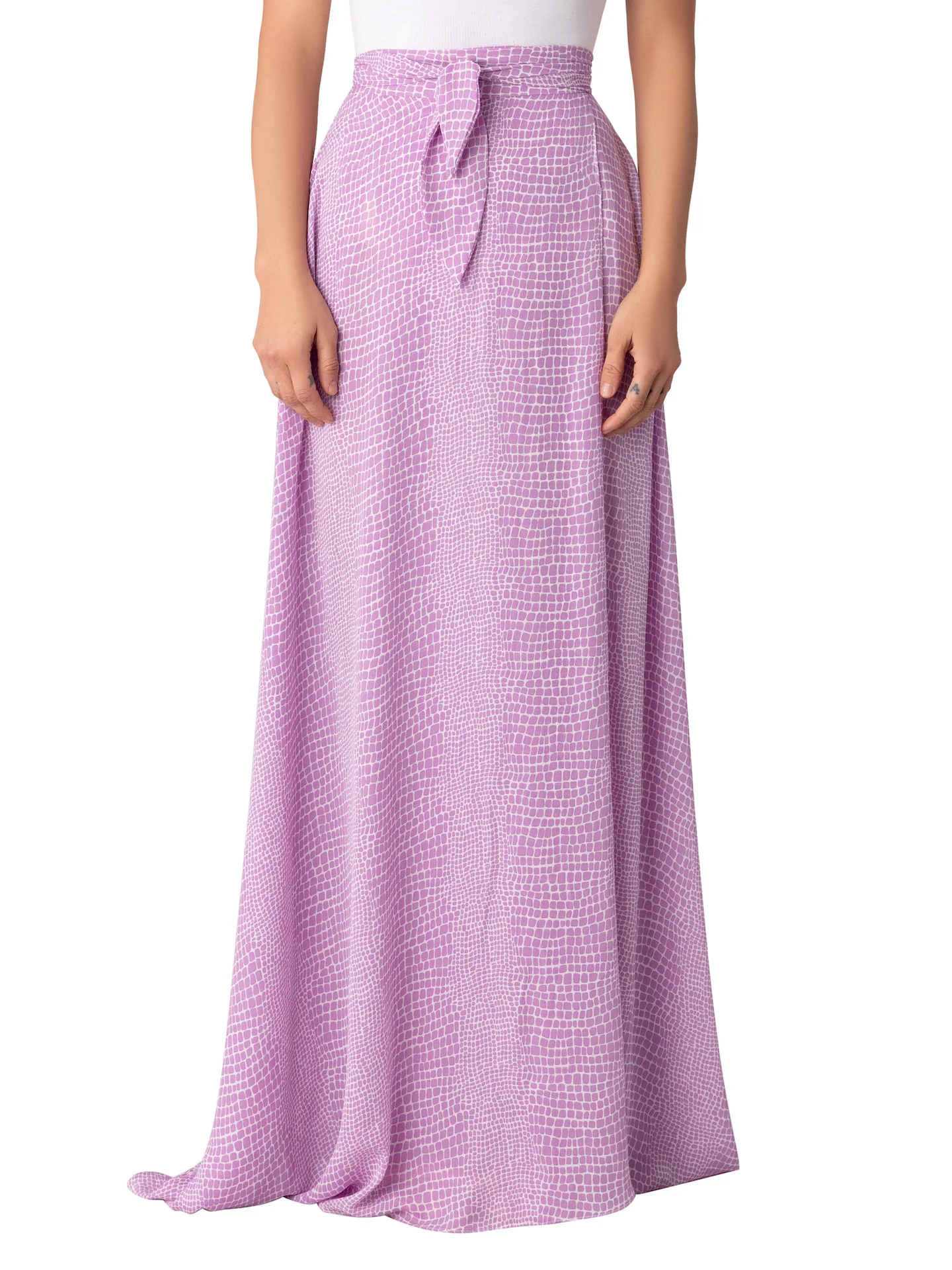 “Luciana” Lilac Wrap Maxi Skirt - Image 5