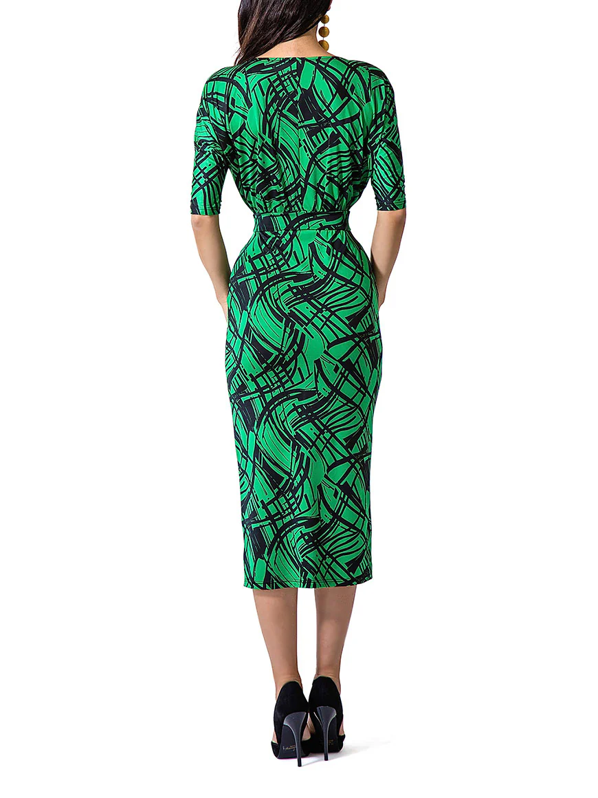 "Lucy" Printed Dolman Sleeve Midi Dress - Image 5