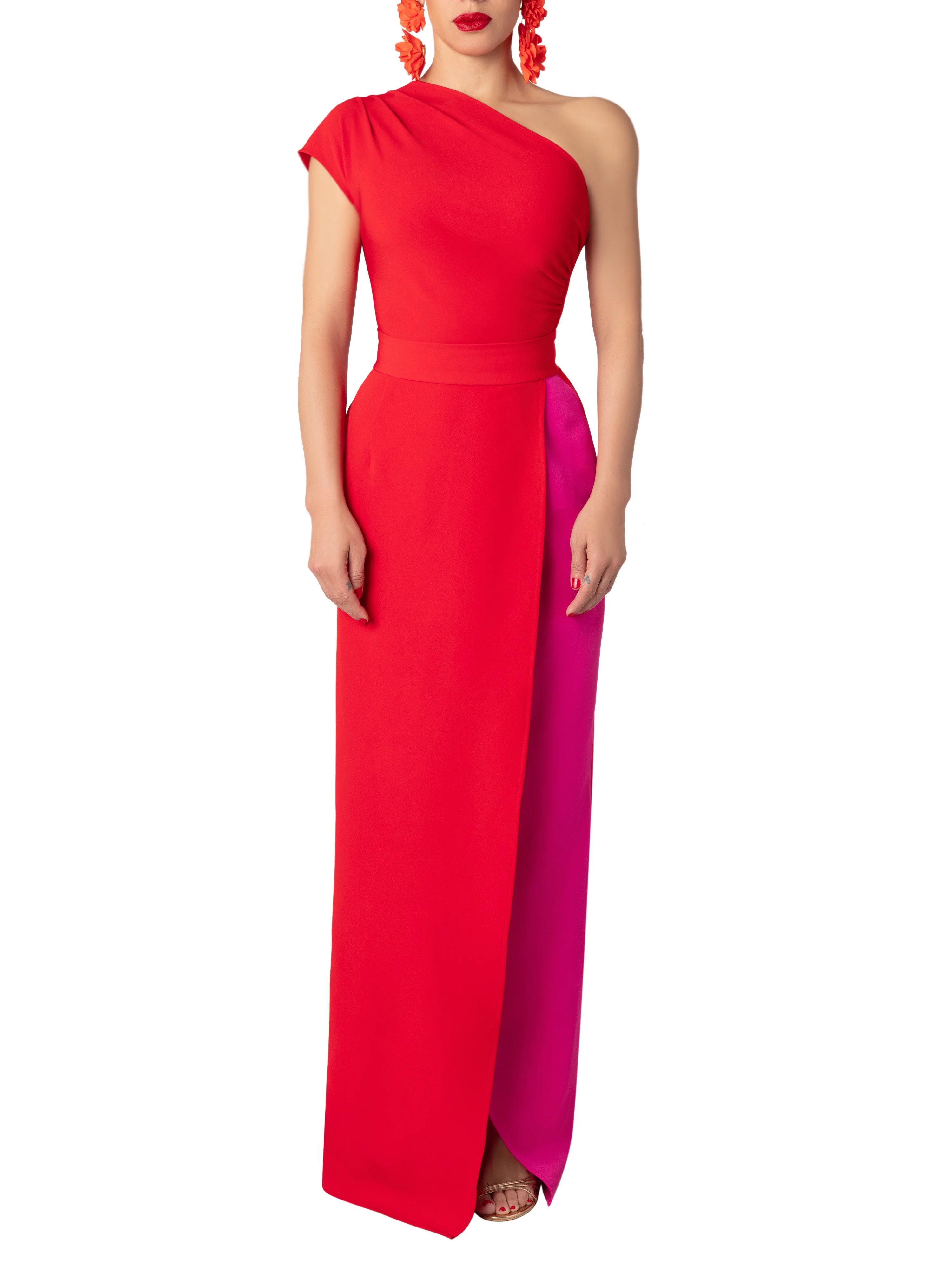 "Lust" Color-Block One Shoulder Dress - Image 4