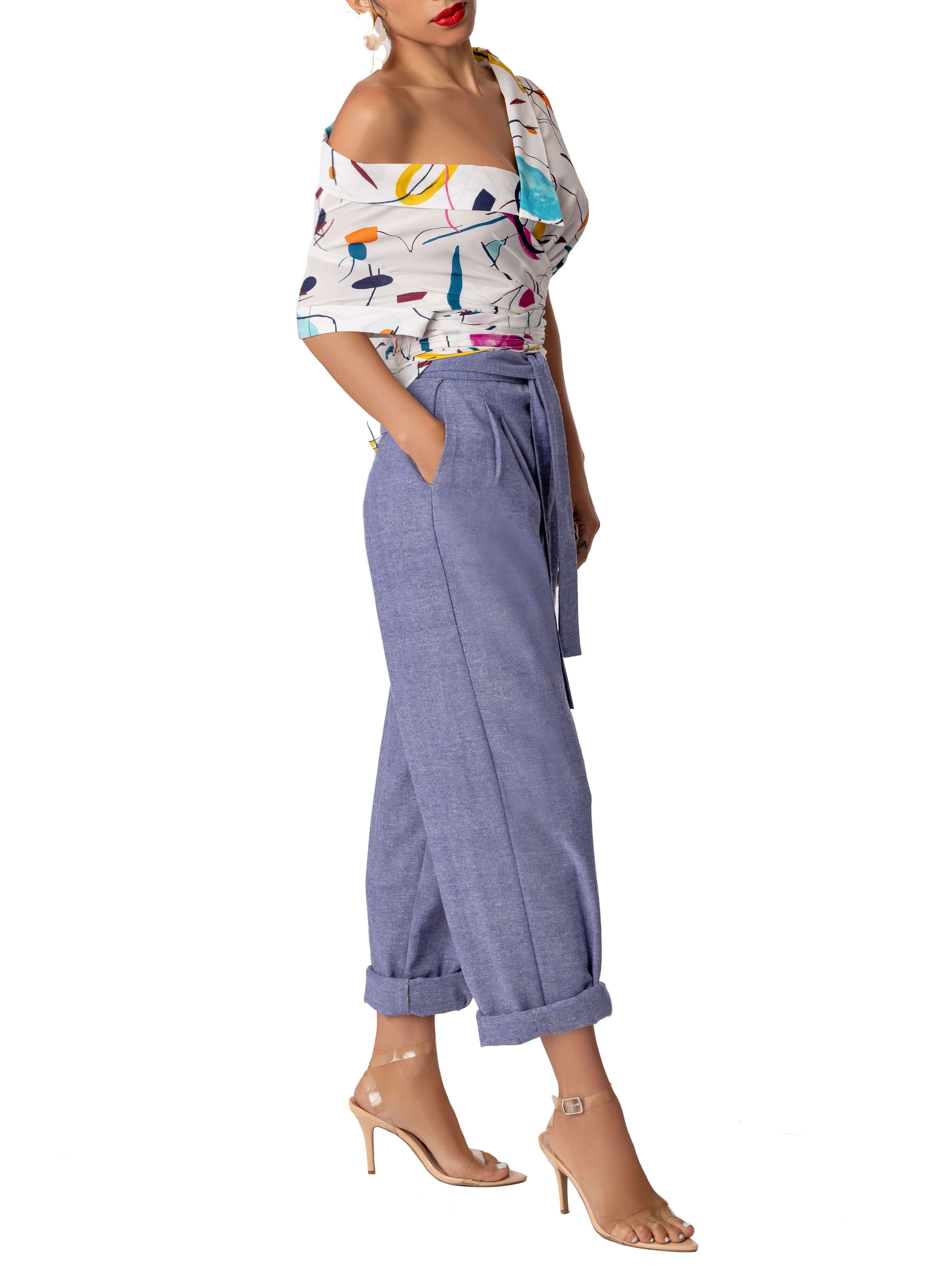 "Maeve" Abstract Print Wrap Top [Limited Edition] - Image 3